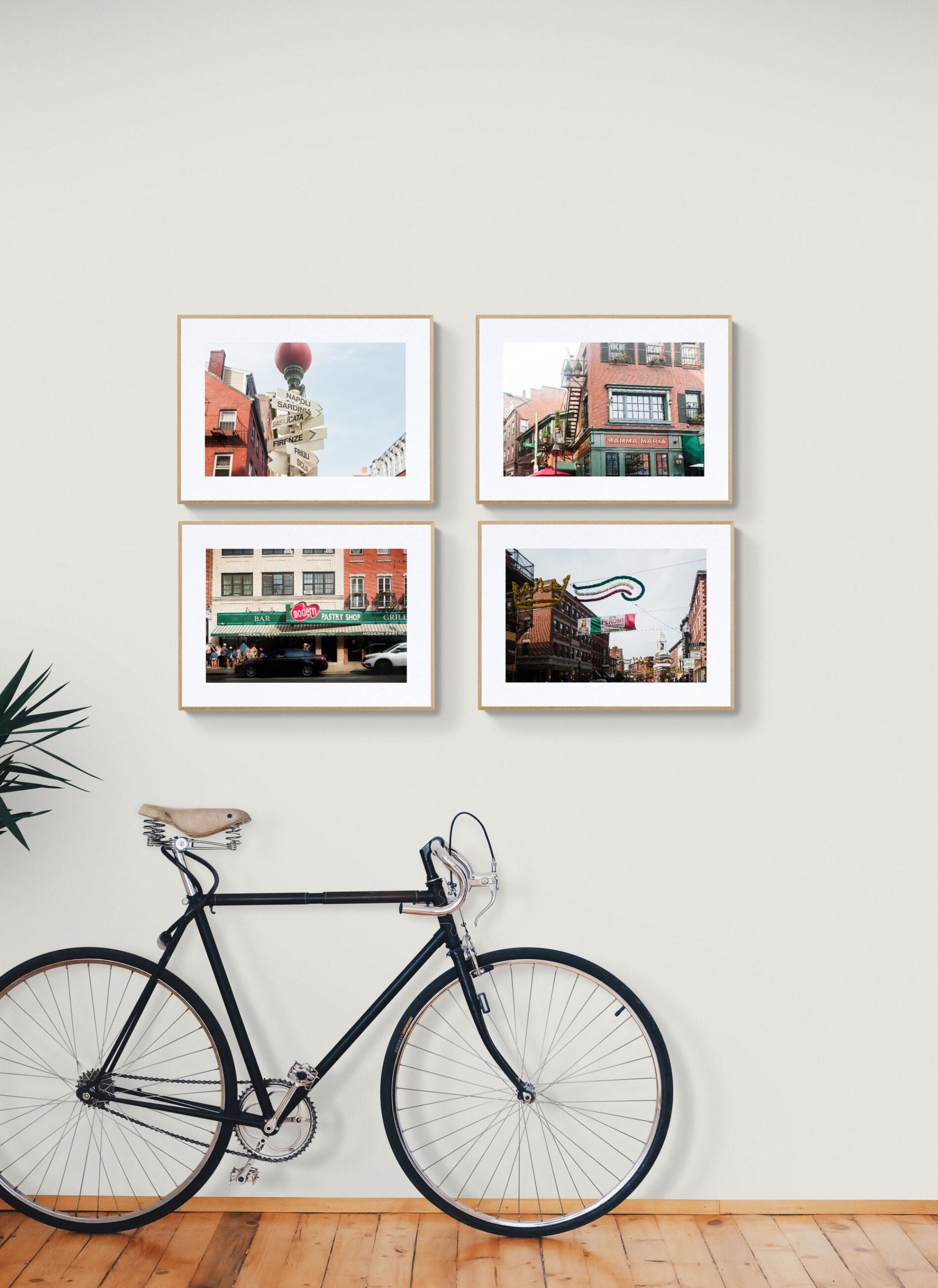 Set of Four (4) Photographs of Boston's North End for Wall Art Decor in a Hallway