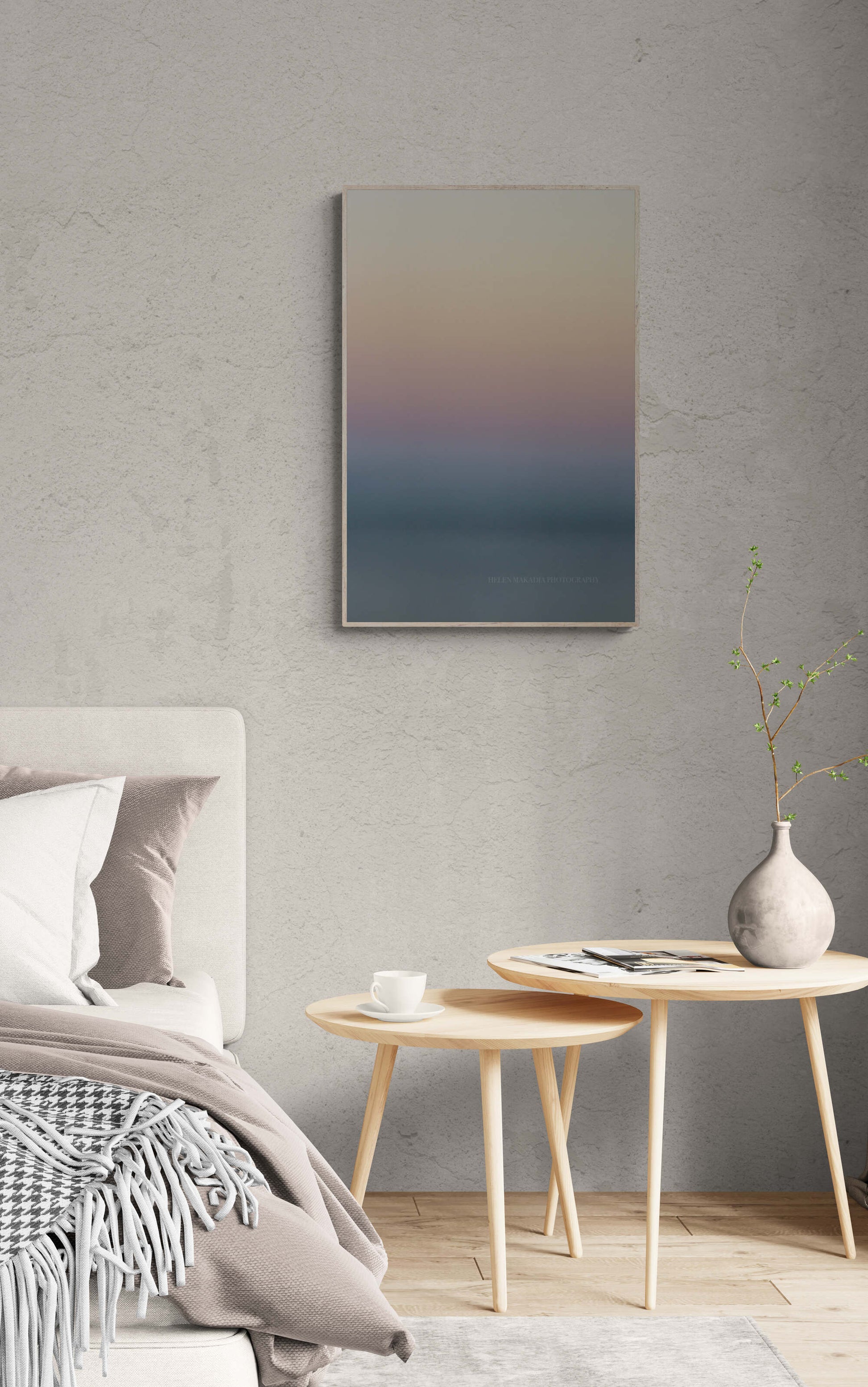 Abstract sunset gradient photograph of cool colors as bedroom wall art
