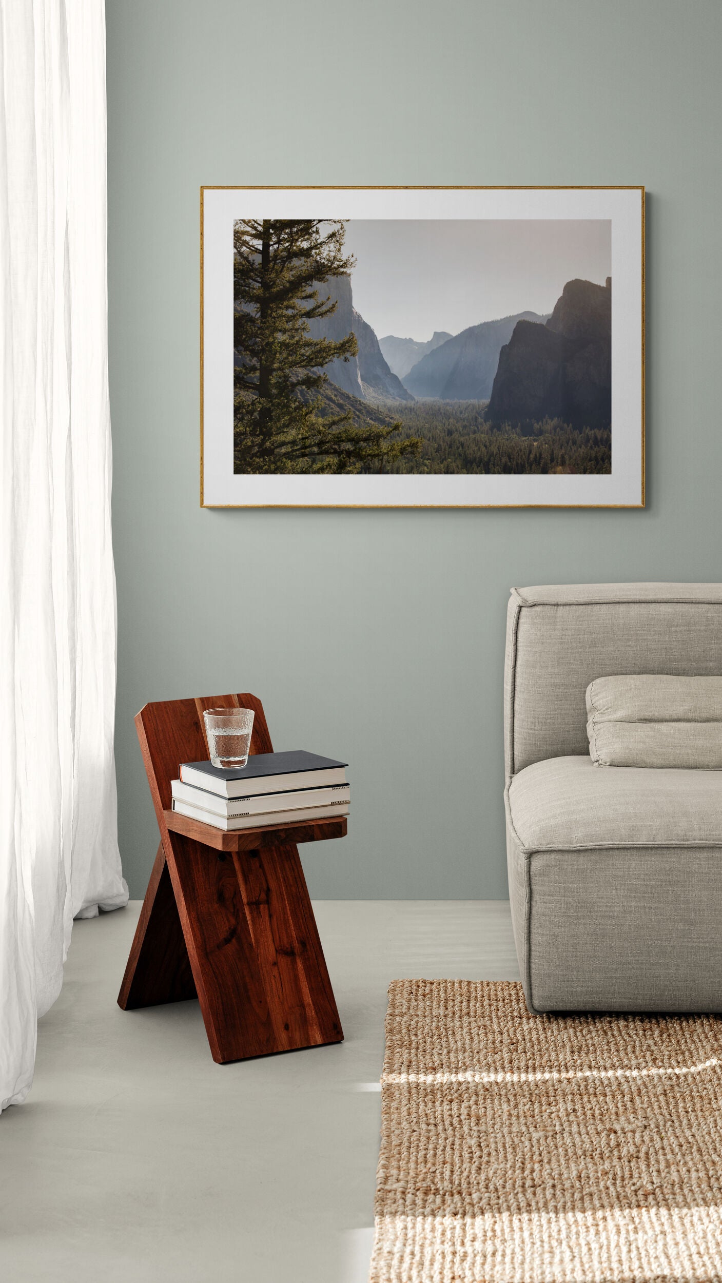 Yosemite floor photograph print in iving room wall art