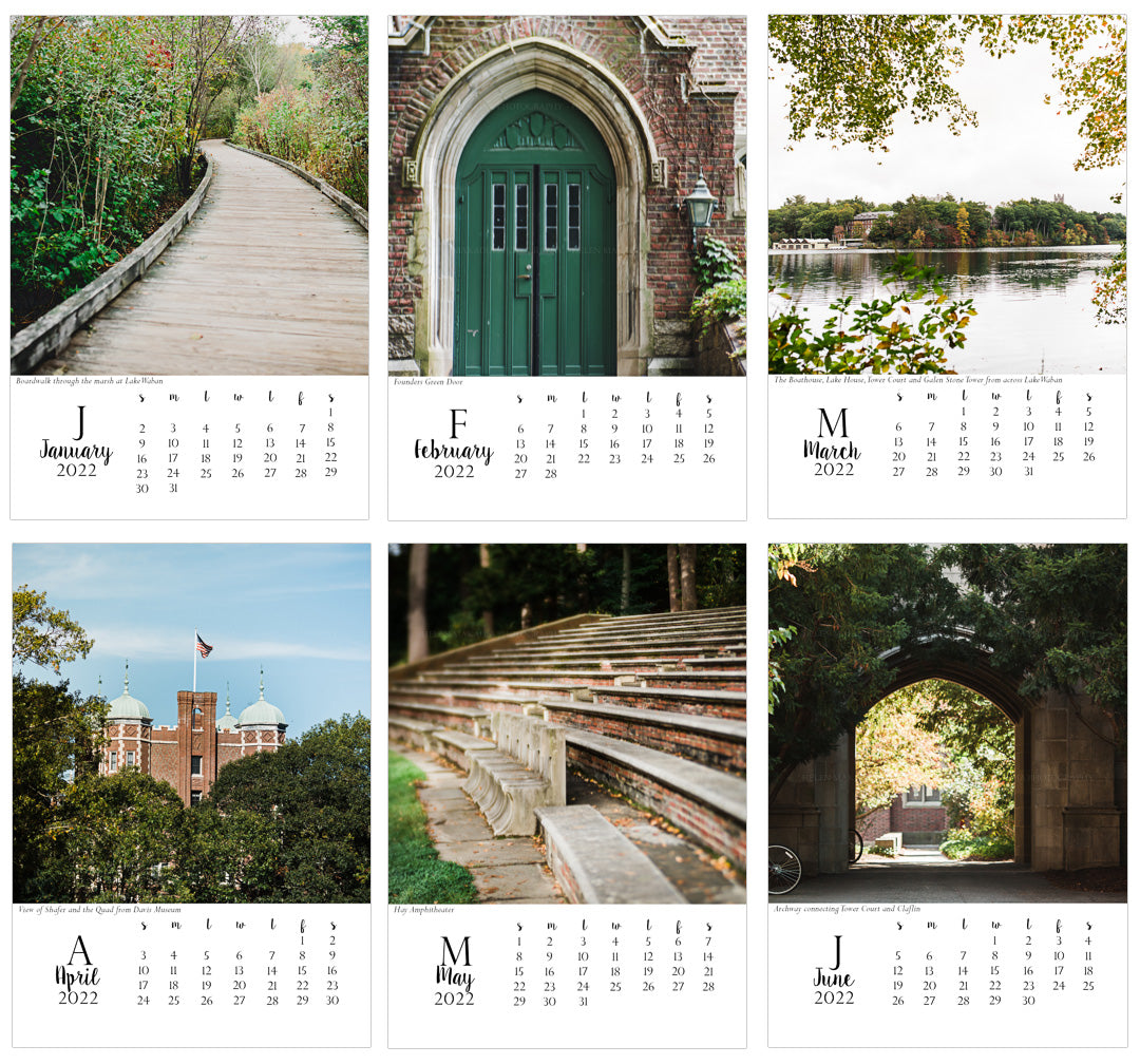2022 Wellesley Calendar January to June Months
