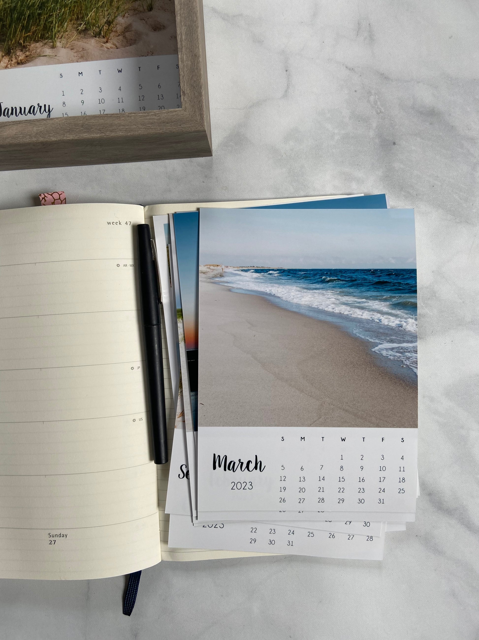 2023 Cape Cod Photo Calendar 5x7 on a desk