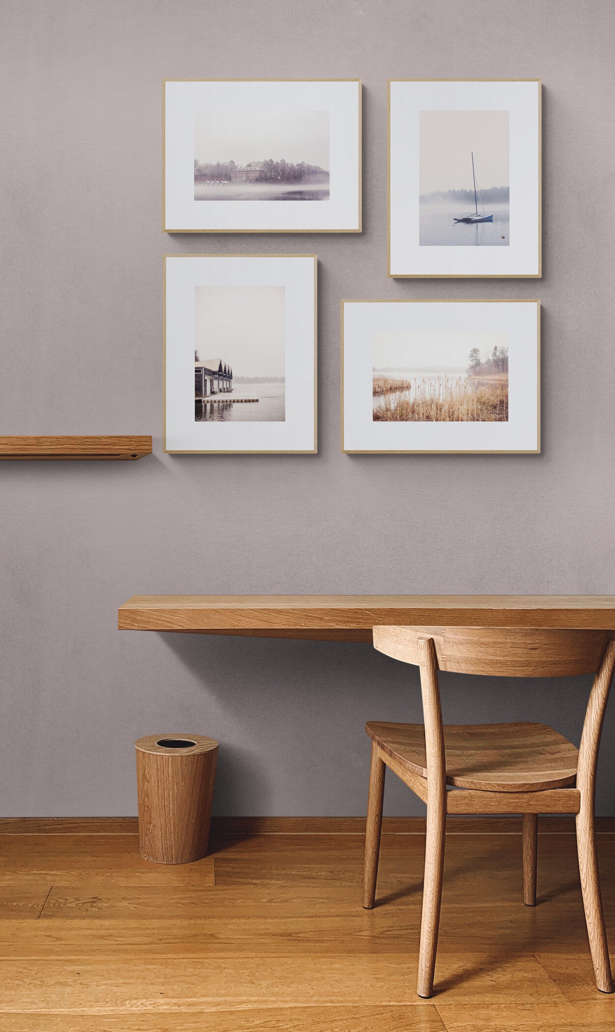 Four Photographs of Wellesley College Lake Waban as Home Office Wall Art