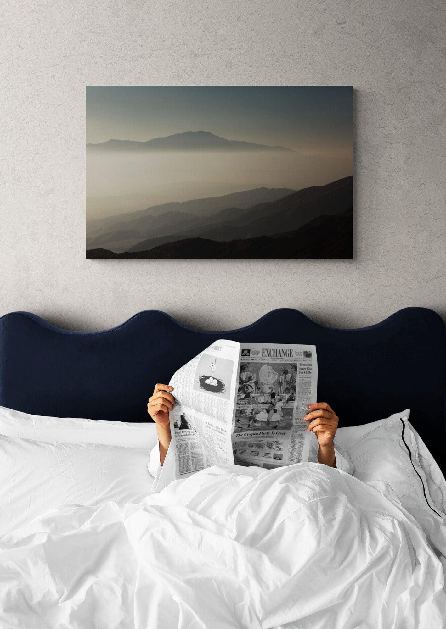 Canvas of a Photograph of California Mountains in a bedroom as wall art