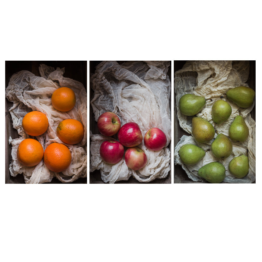 Fruit Print Collection featuring pears, oranges and apples