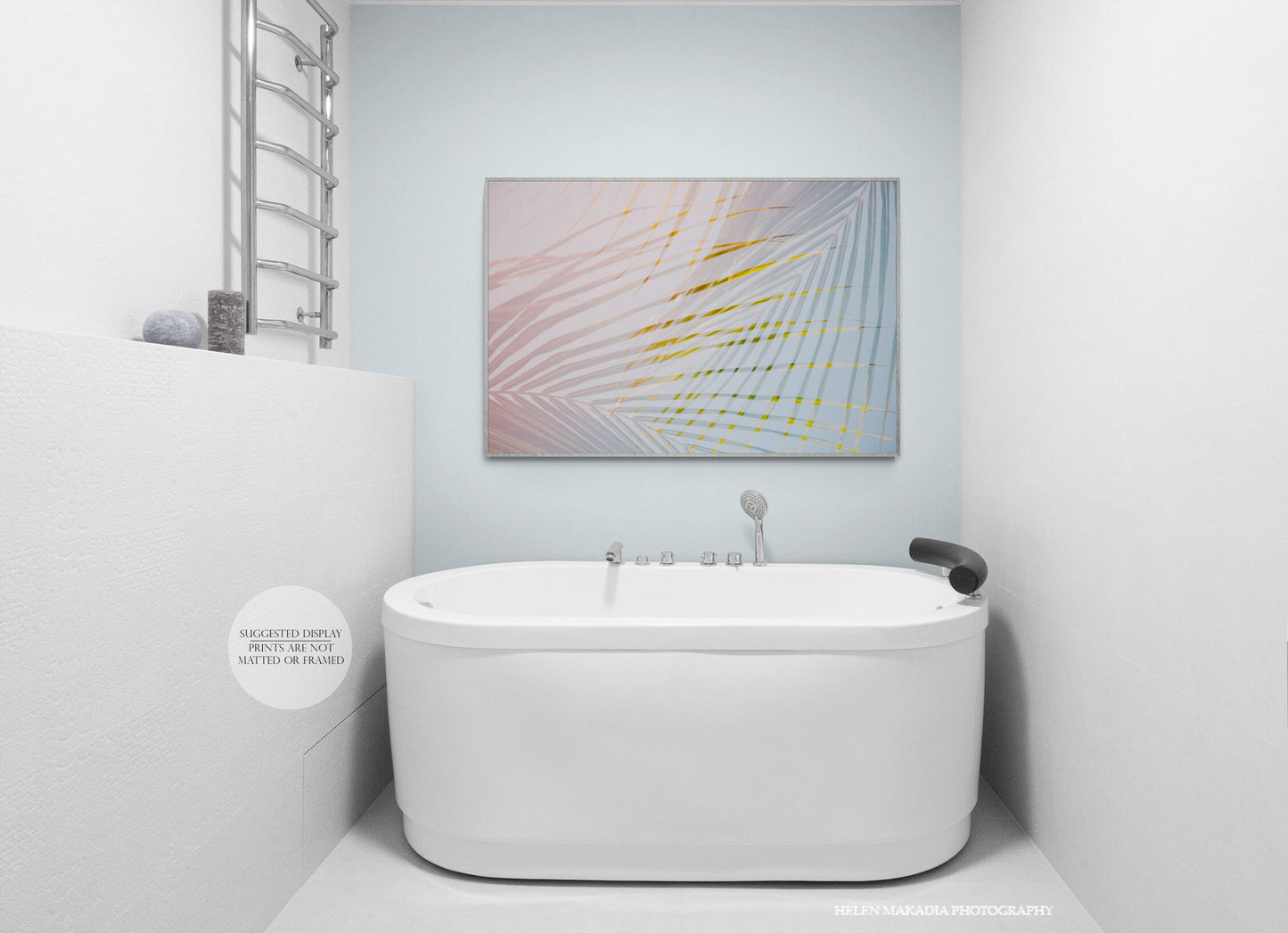 Abstract Palm Tree Photograph, Modern Wall Art in a bathroom