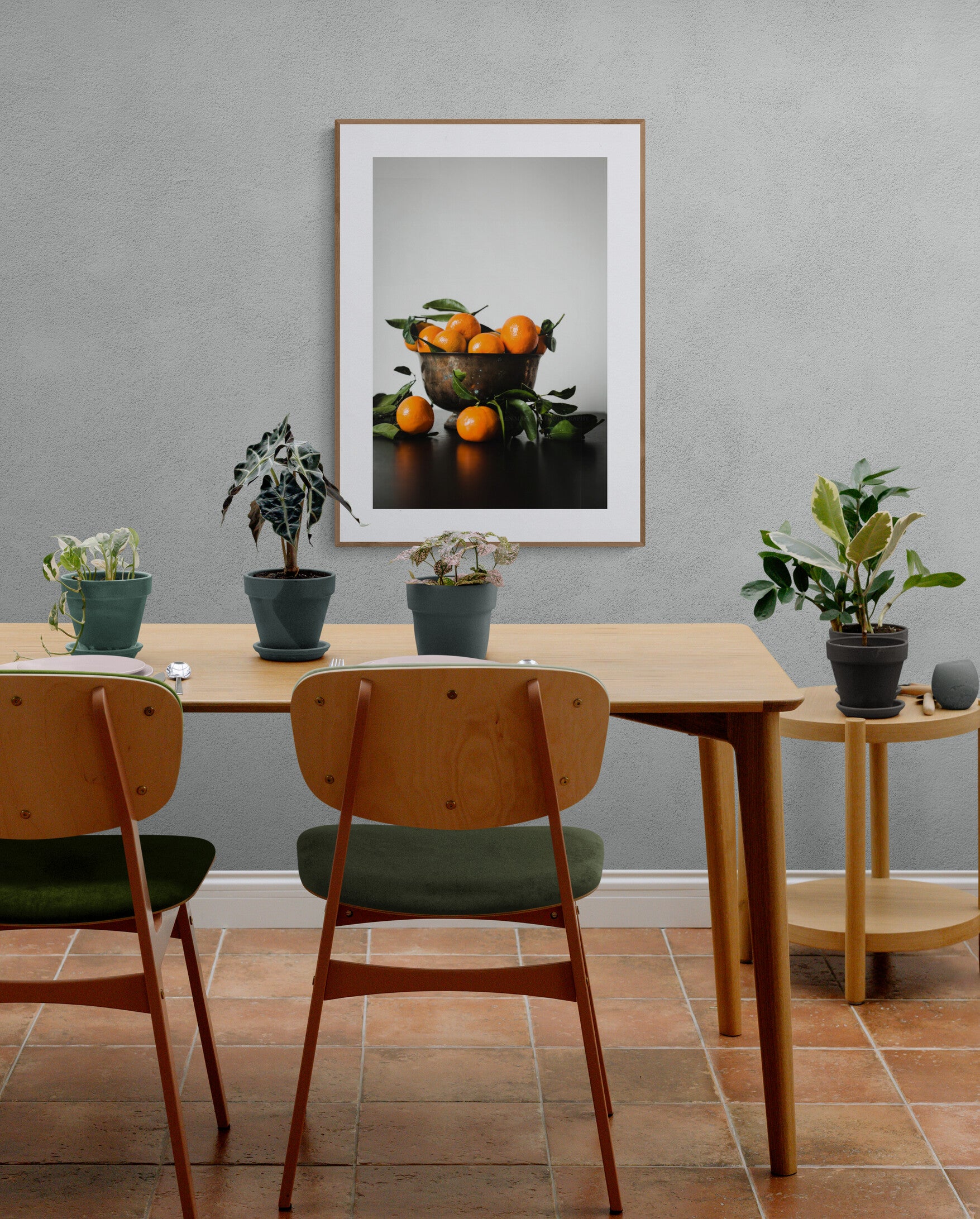 Photograph of Orange Citrus in a Bowl as wall art in a Dining Room