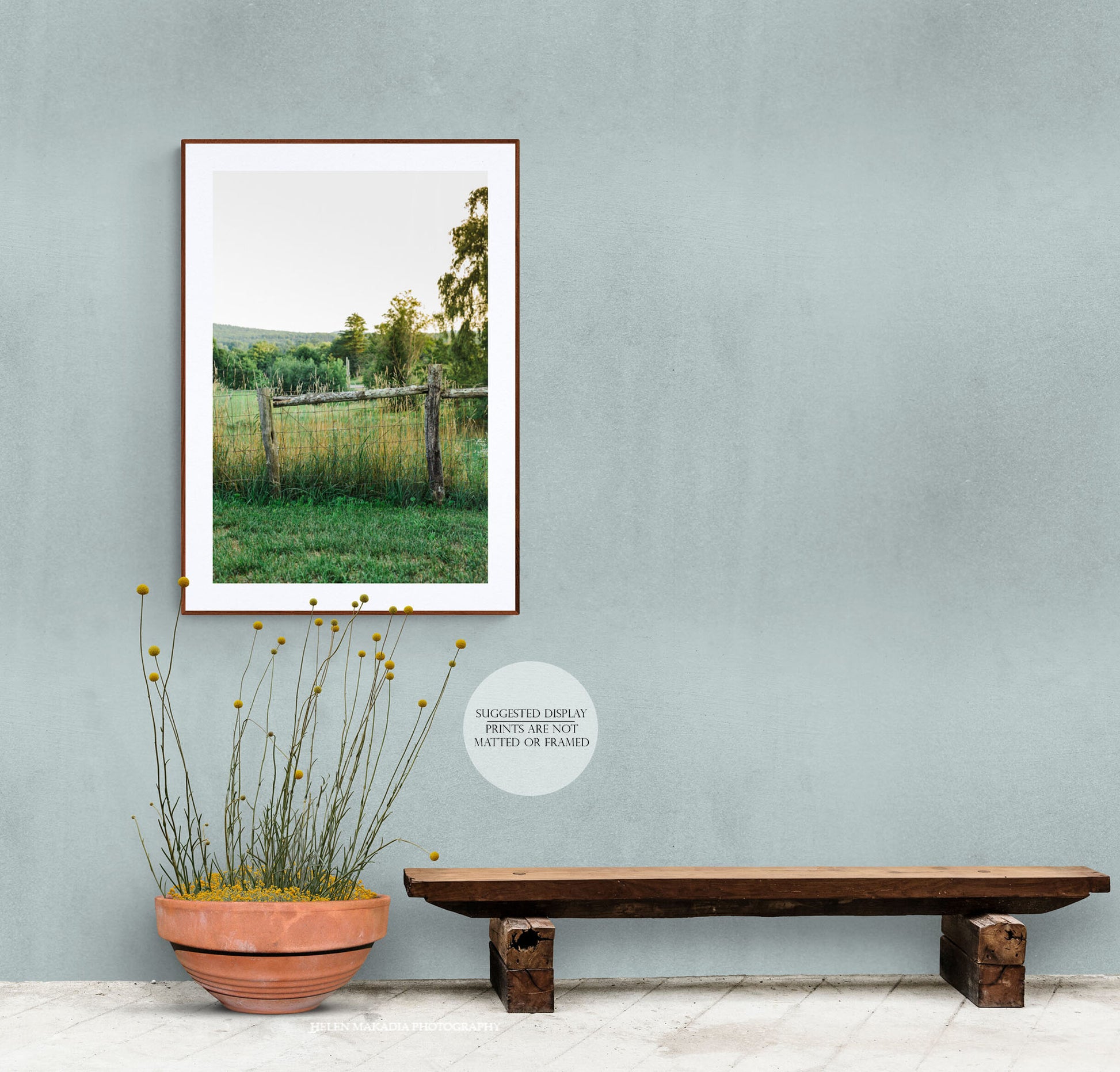 Wooden Fence and Country Field Framed Print