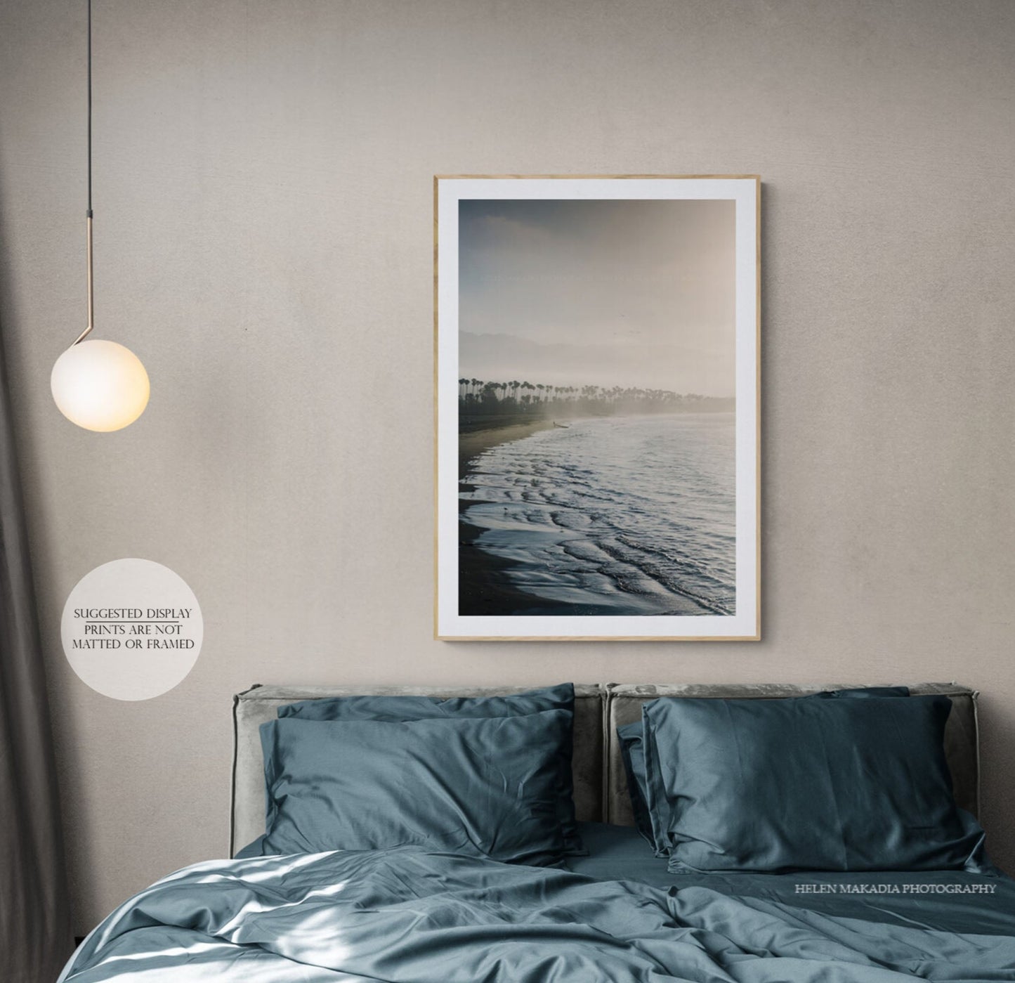 Santa Barbara Beach Morning Sunrise Print in a bedroom