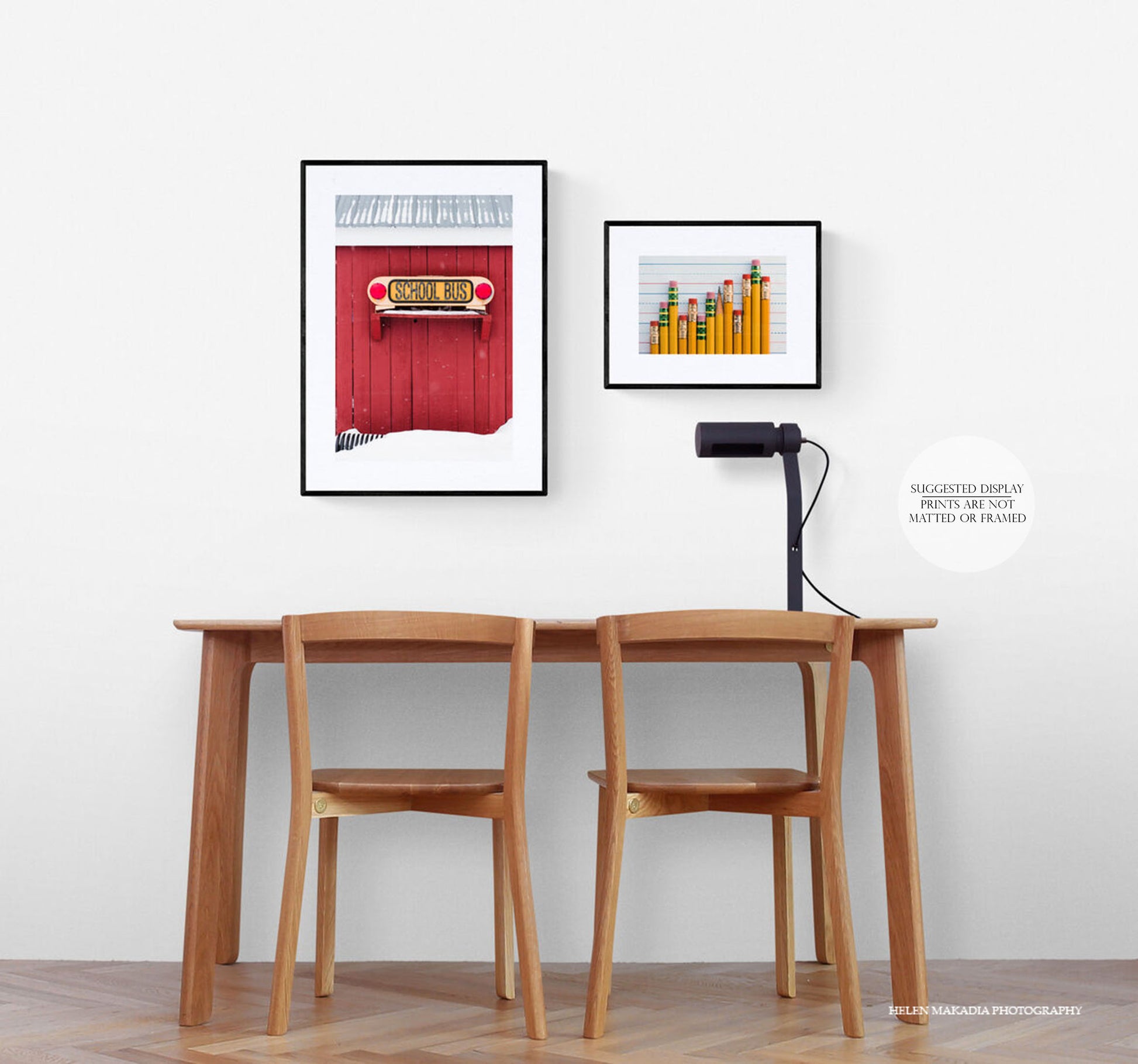 School Bus Photograph Framed in a Study Room