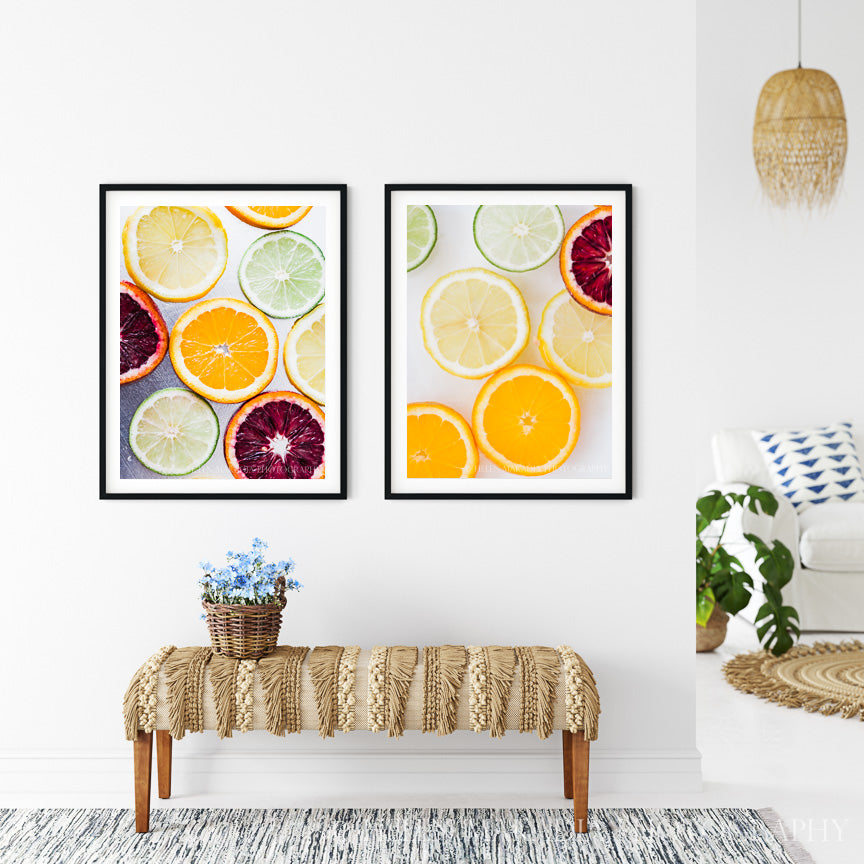 Citrus Slices Prints Framed on a Wall