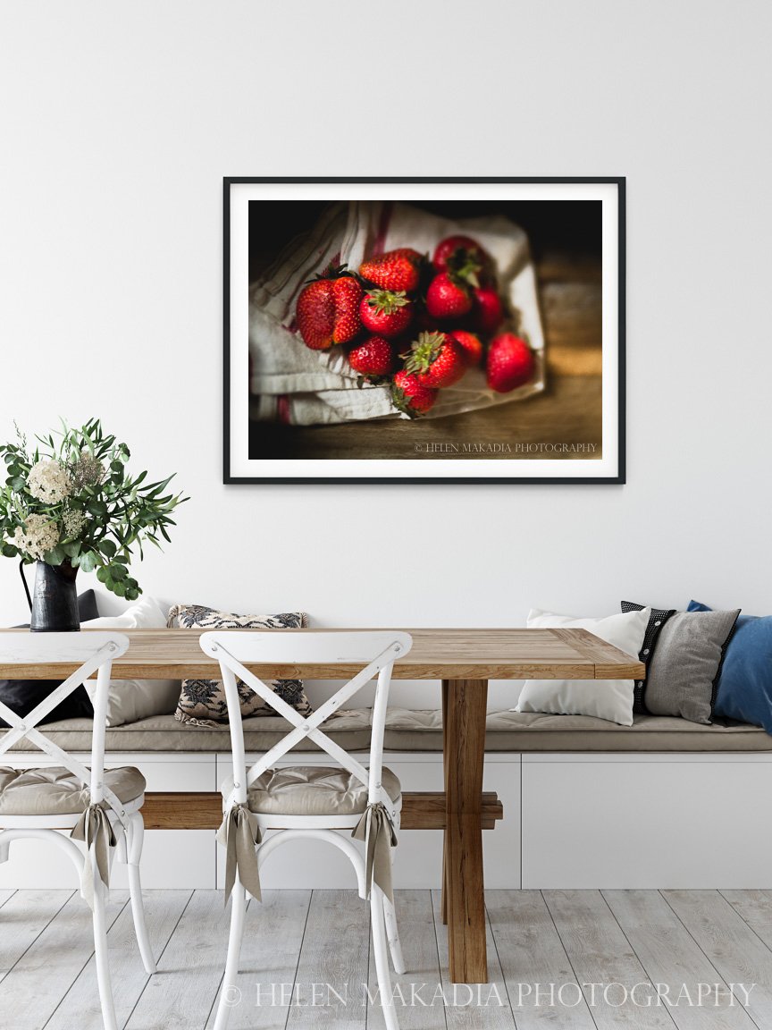 Strawberries on Linen in a Kitchen Wall