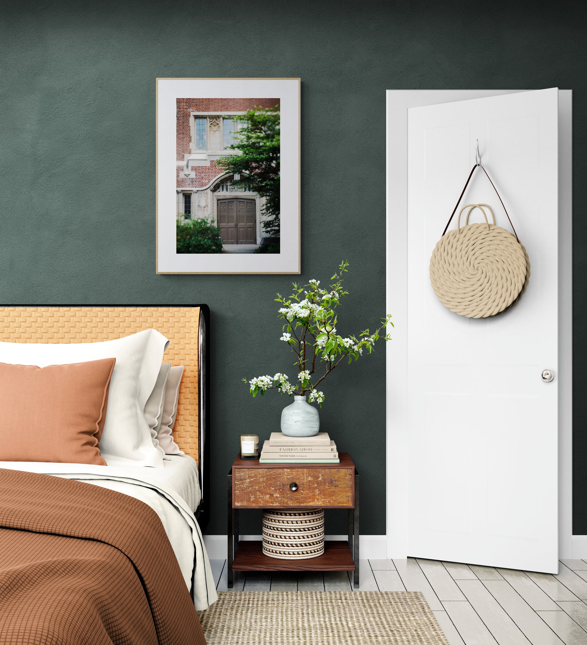 Wellesley College dorm photograph print in a bedroom as wall art