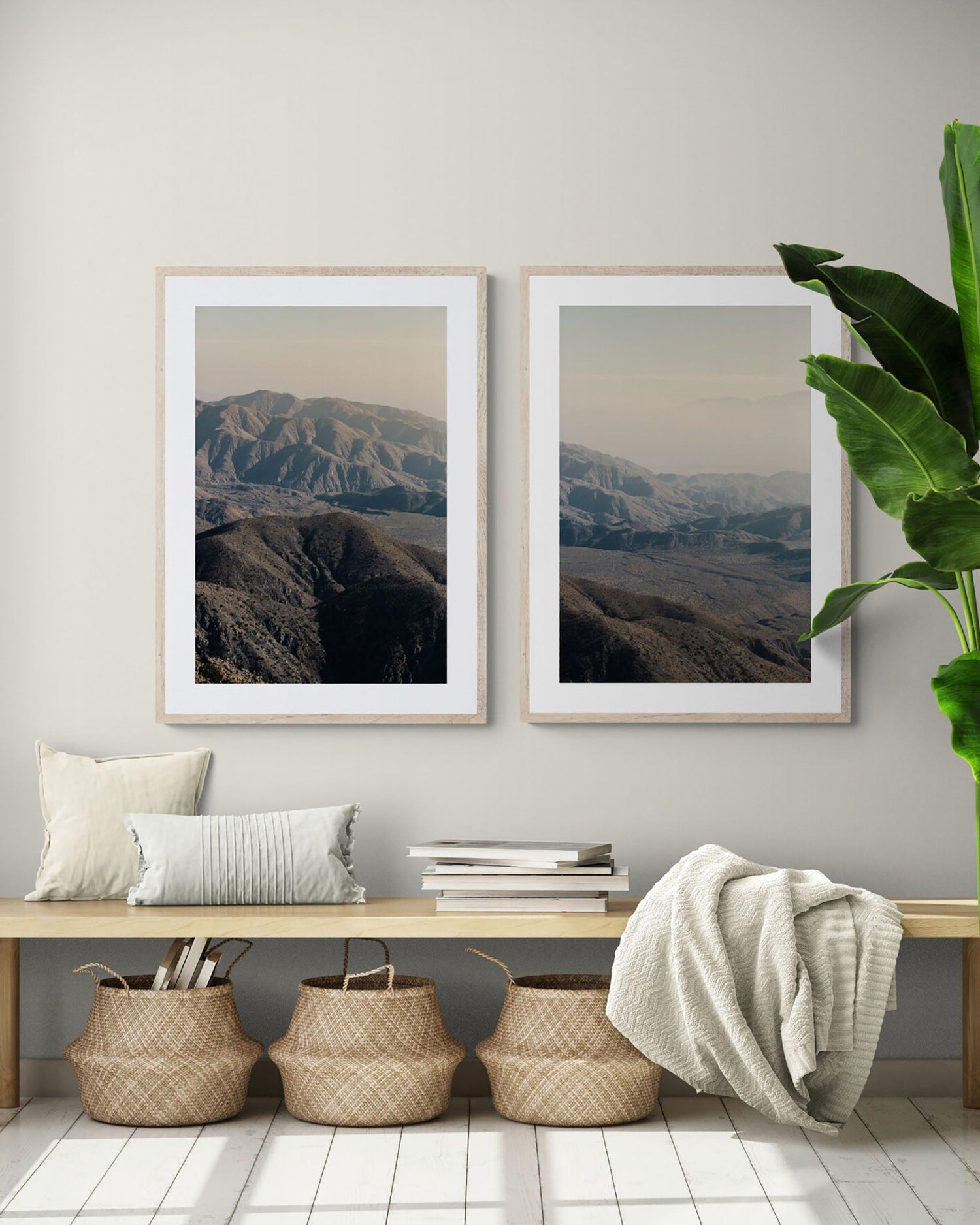 Set of 2 Photographs of the San Andreas Fault and California Mountains in an Entryway Wall as Wall Art