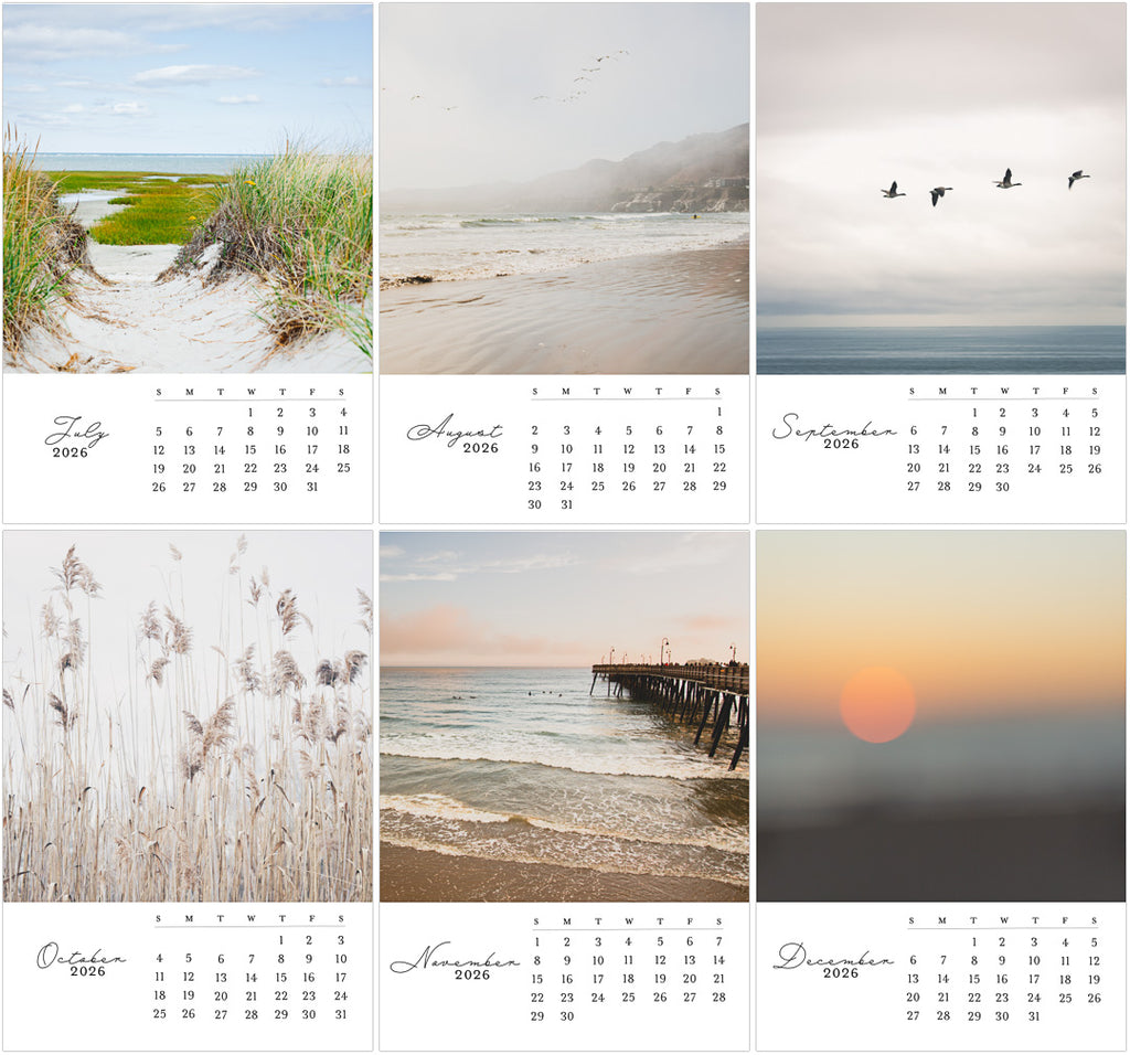 2026 By The Water Desk Photo Desk Calendar, 5"x7"
