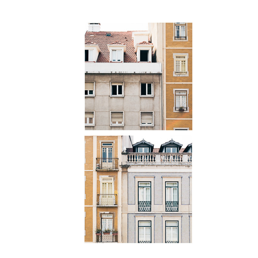 Balconies, windows and rooftops of lisbon portugal