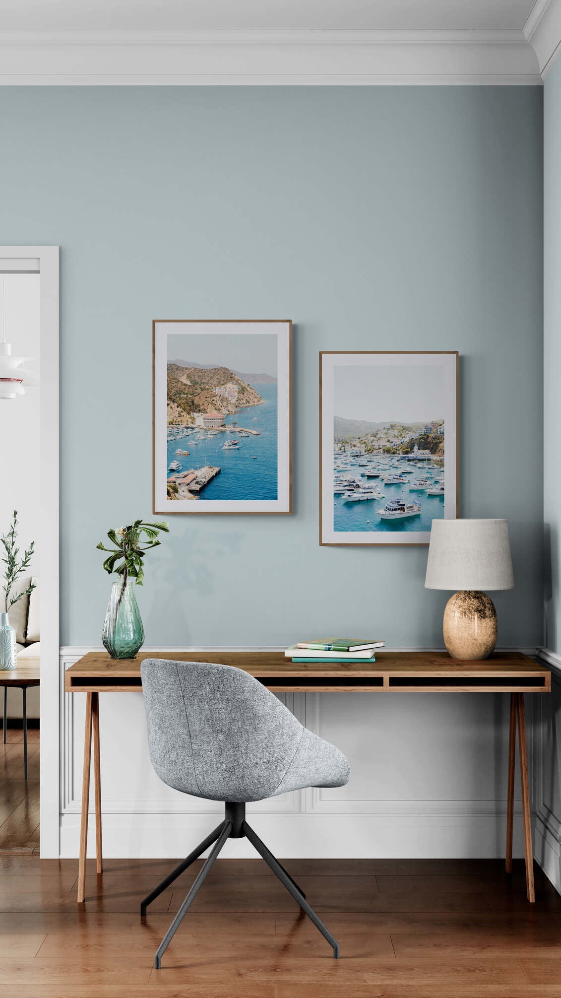 Catalina Island California Photographs in a classic home office as wall art
