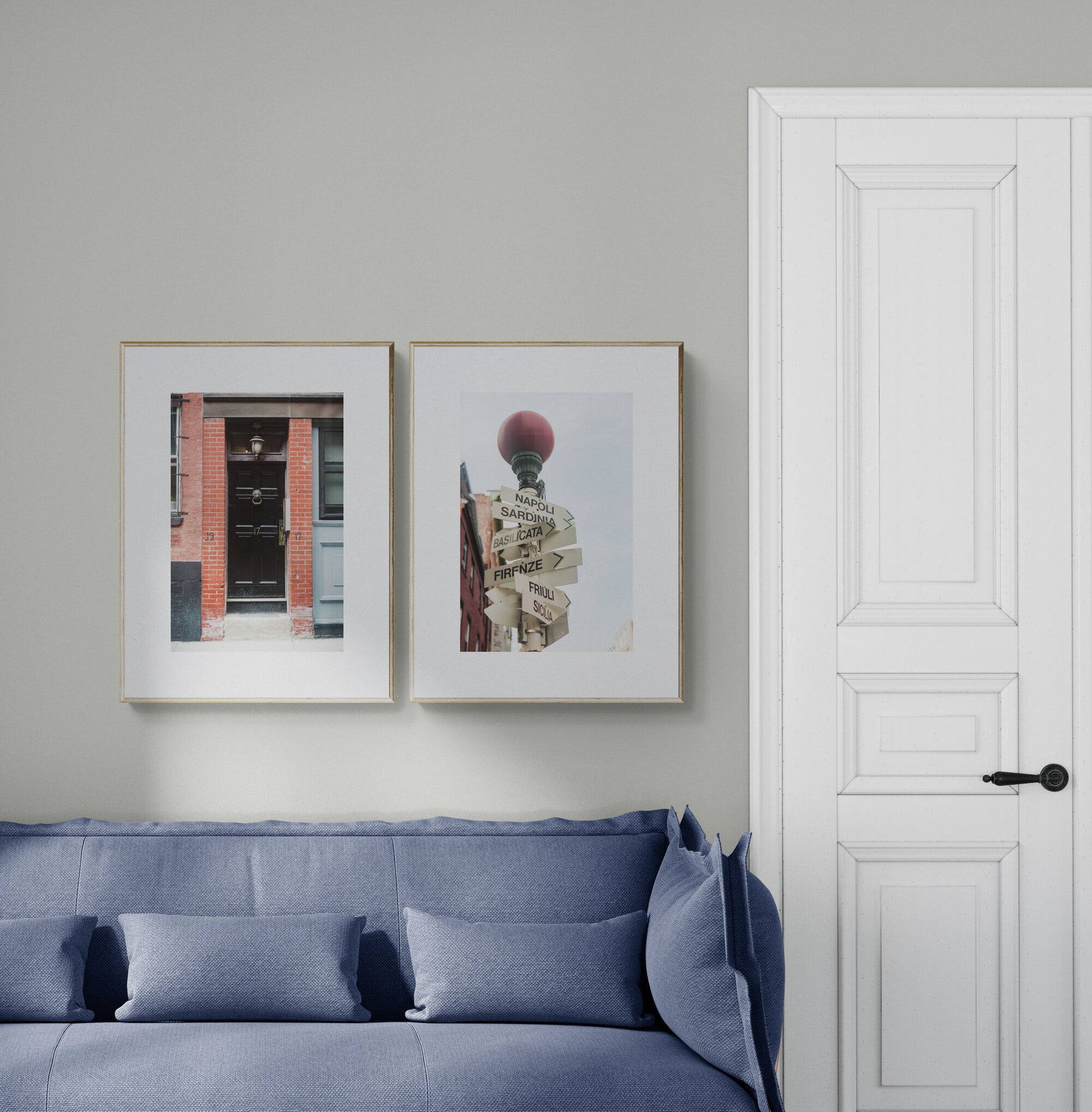 Photograph of Directions to Italy in Boston North End and Door as Wall Art in an apartment