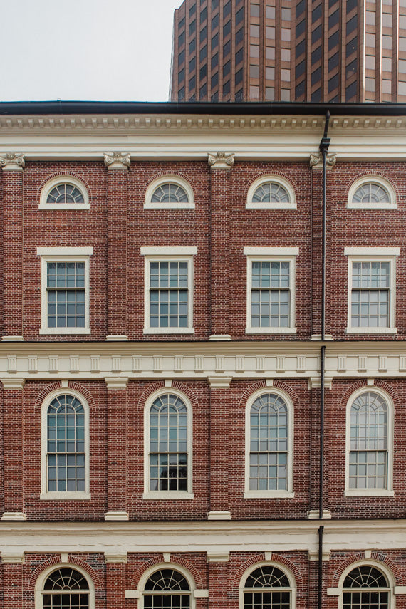Brick and Windows Photograph of Faneuil Hall in Boston, MA as wall art