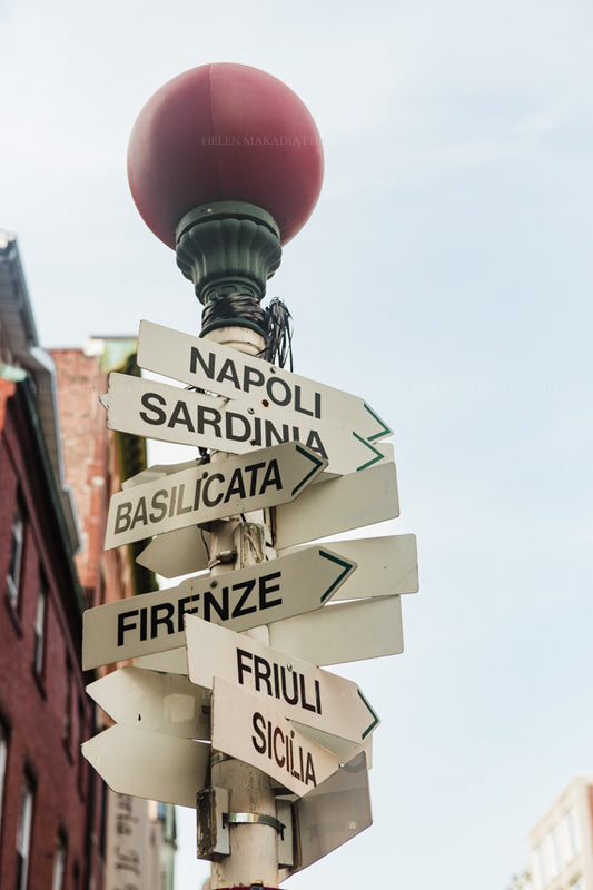 Photograph of Directions to Italy in Boston North End as Wall Art for Home Decro