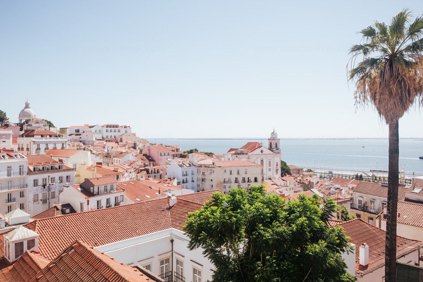 View of Lisbon Portugal with terra cotta rooftops