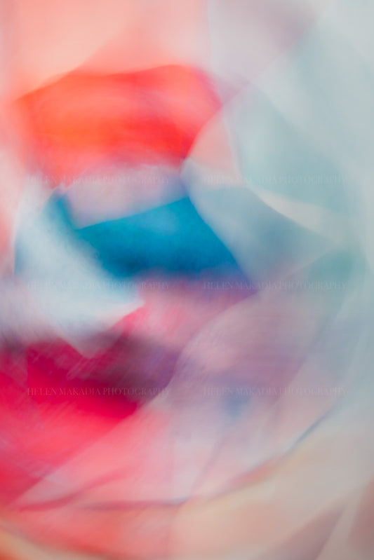 Colorful Abstract Photograph with blues and pinks created as a painterly wall art print