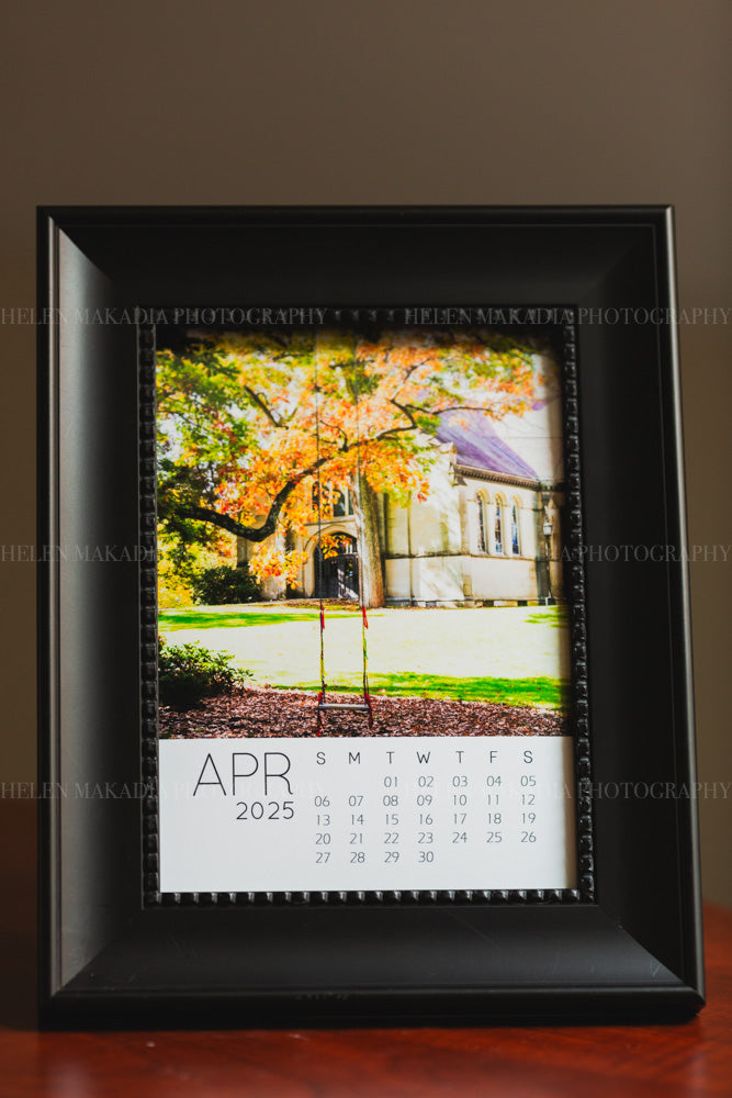 Month of April, in a frame, 2025 5x7 Monthly Calendar of Wellesley College 