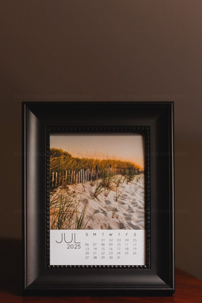 Framed Month of July 2025 of Monthly 5x7 Photo Desk Calendar of Cape Cod