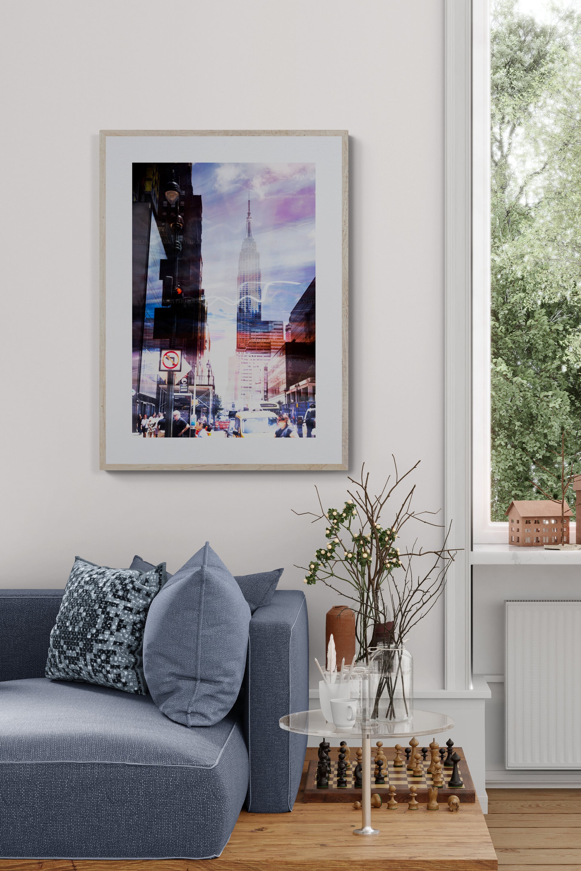 NYC Composite Photograph as wall art in a living room