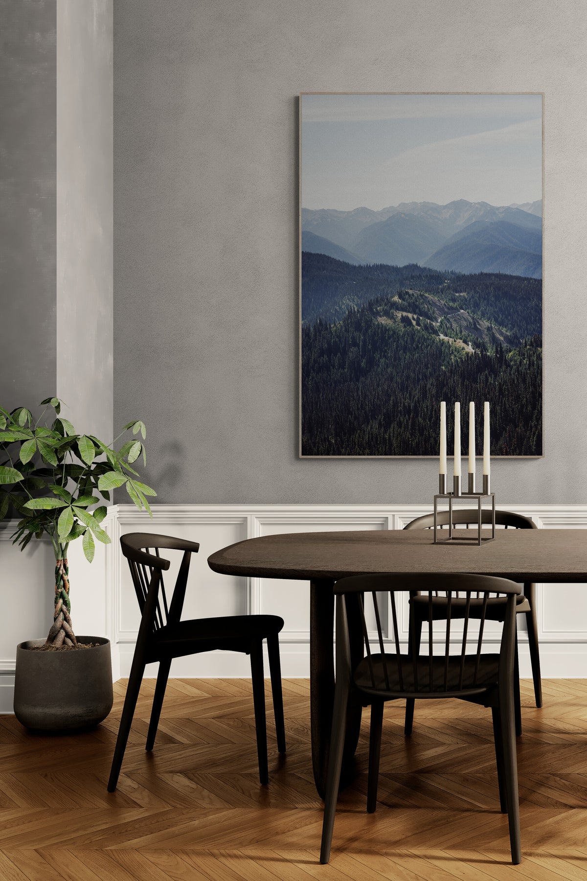 A photograph of Olympic National Park Hurricane Ridge trail in a dining room as wall art home decor.