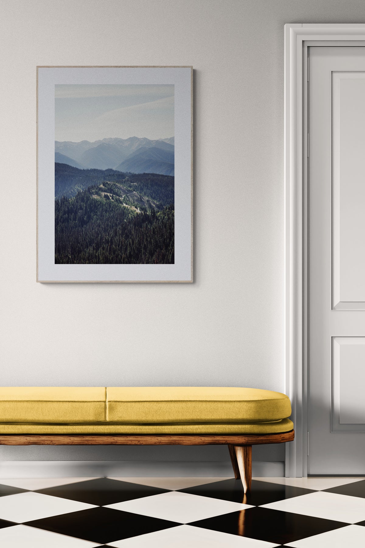 A photograph of Olympic National Park Hurricane Ridge trail in a hallway as wall art home decor.