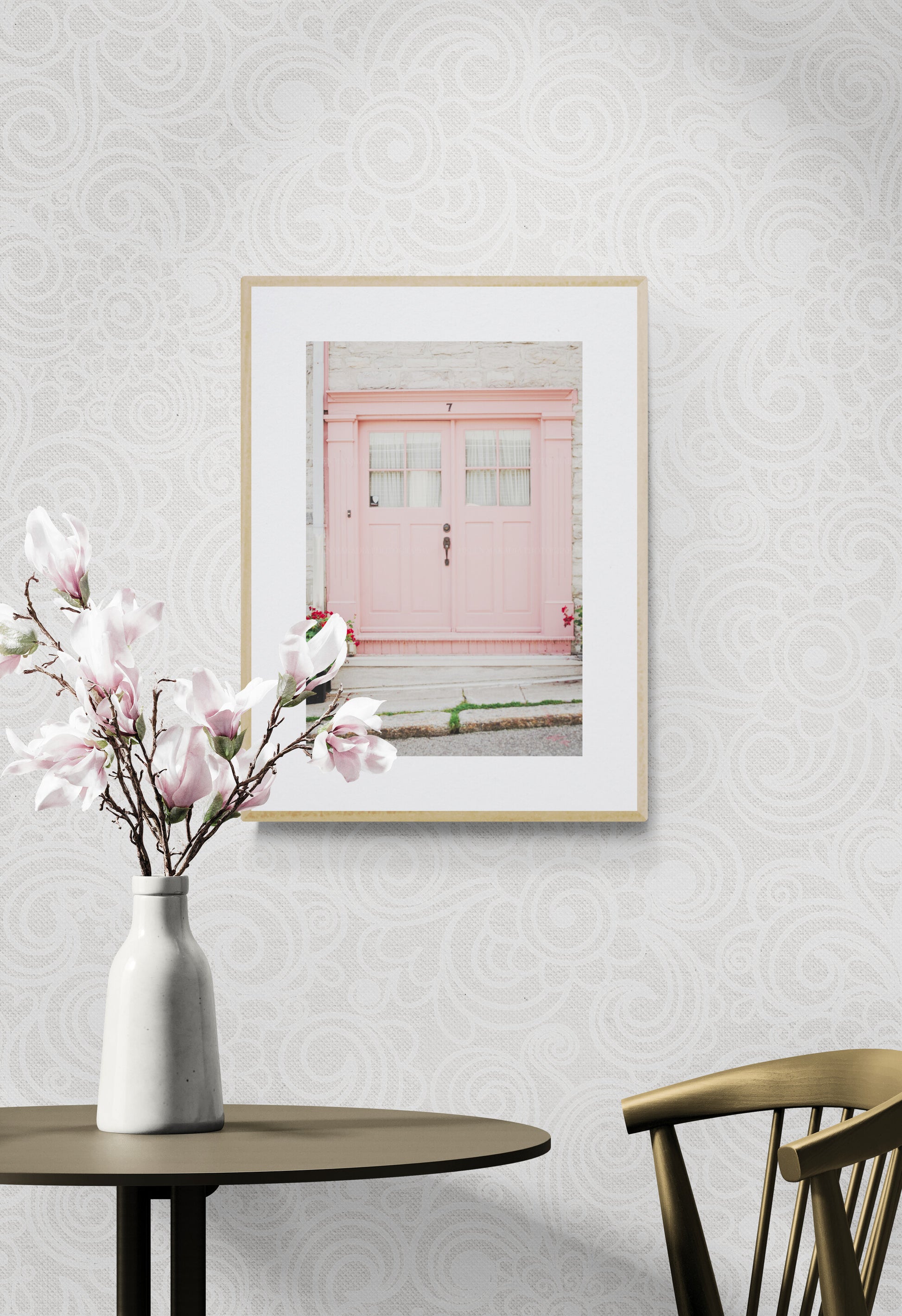 Photograph of Pink Doors as Wall Art in a study