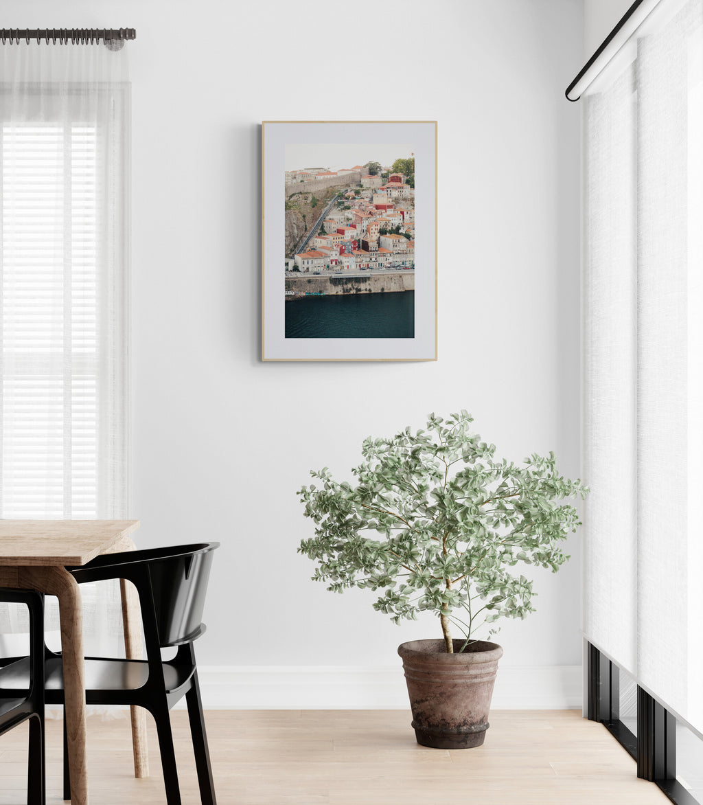 Photograrph of Porto Portugal Ribeira neighborhood in modern dining room