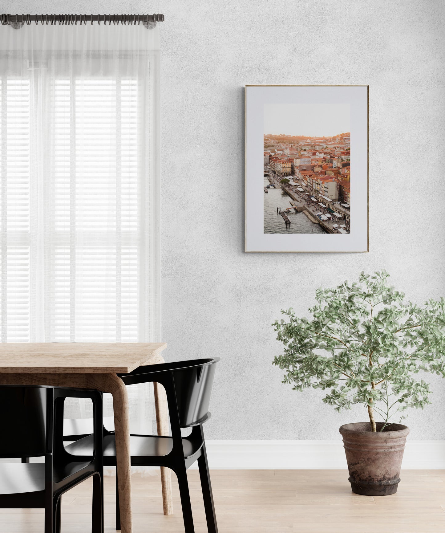 Photograph of Porto Portugal at Sunset in Modern Dining Room