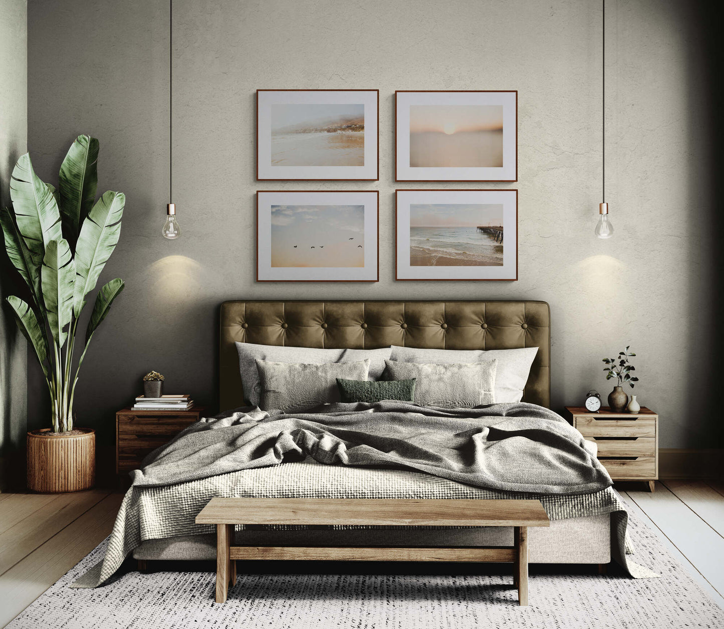 Photographs of Pismo Beach Wall Art in a Bedroom