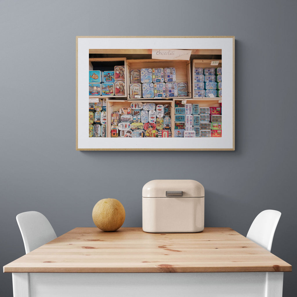 Portuguese Chocolate Sardine Tine can as dining room wall art