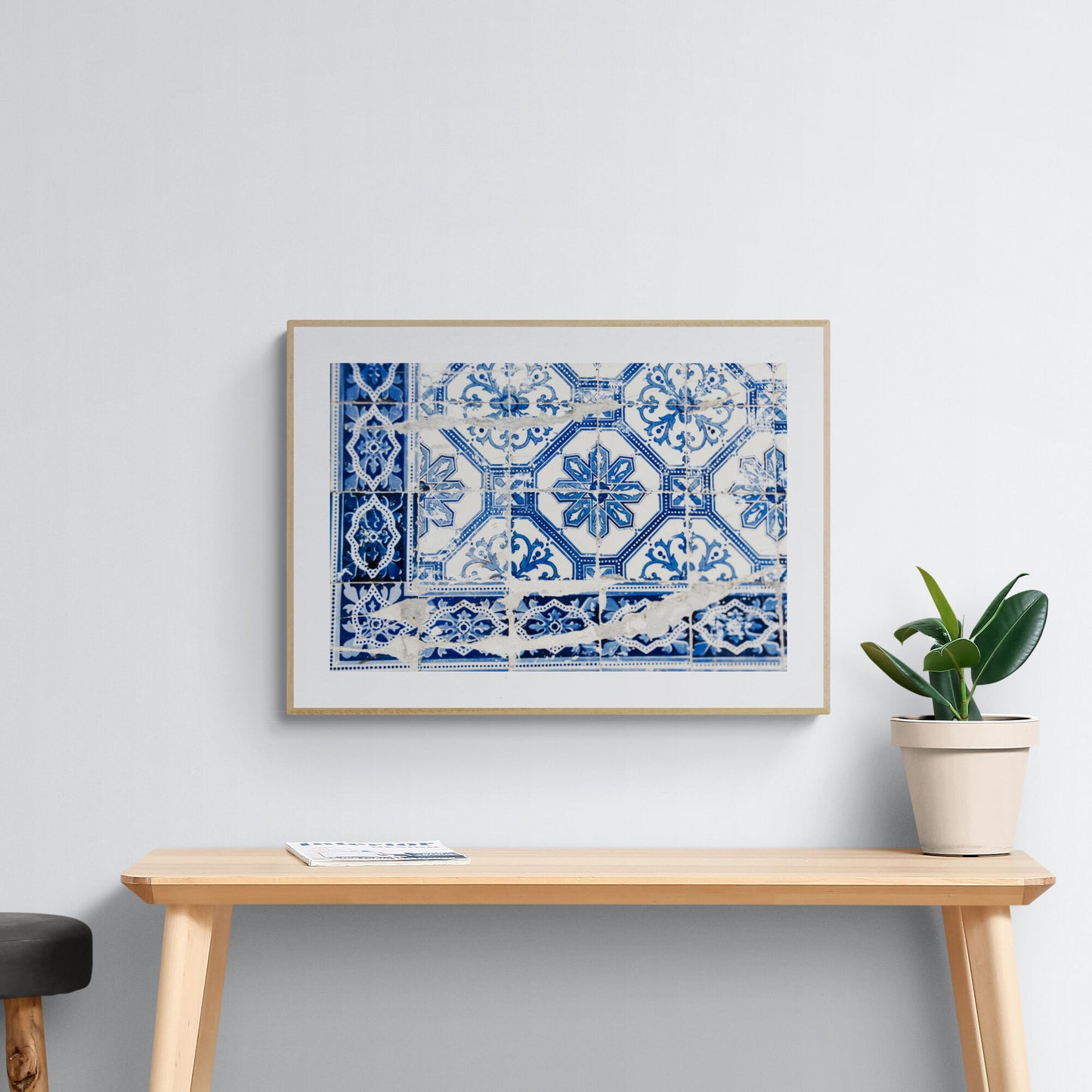 Portuguese tile azulejos photograph as in an entryway as wall art