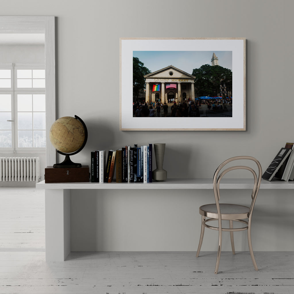 Quincy Market Boston Photograph in a Home Library
