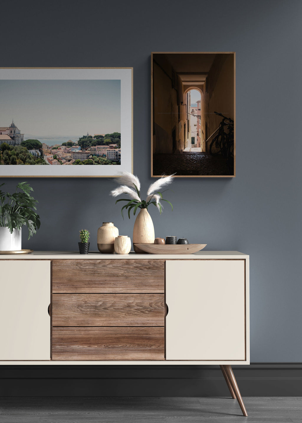 Wall Gallery with two photographs of Lisbon Portugal