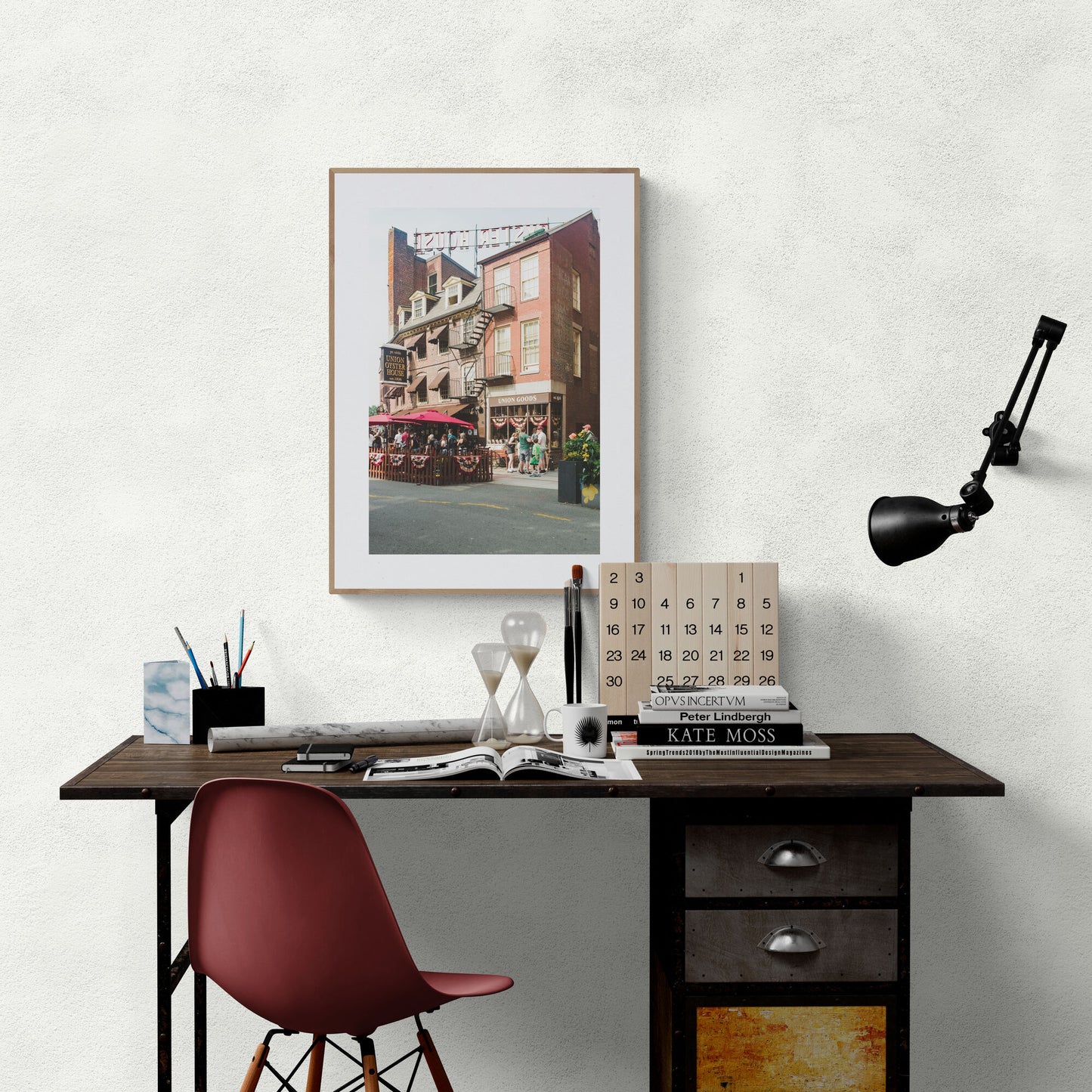 Photograph of Union Oyster House on a hot summer day in a home office