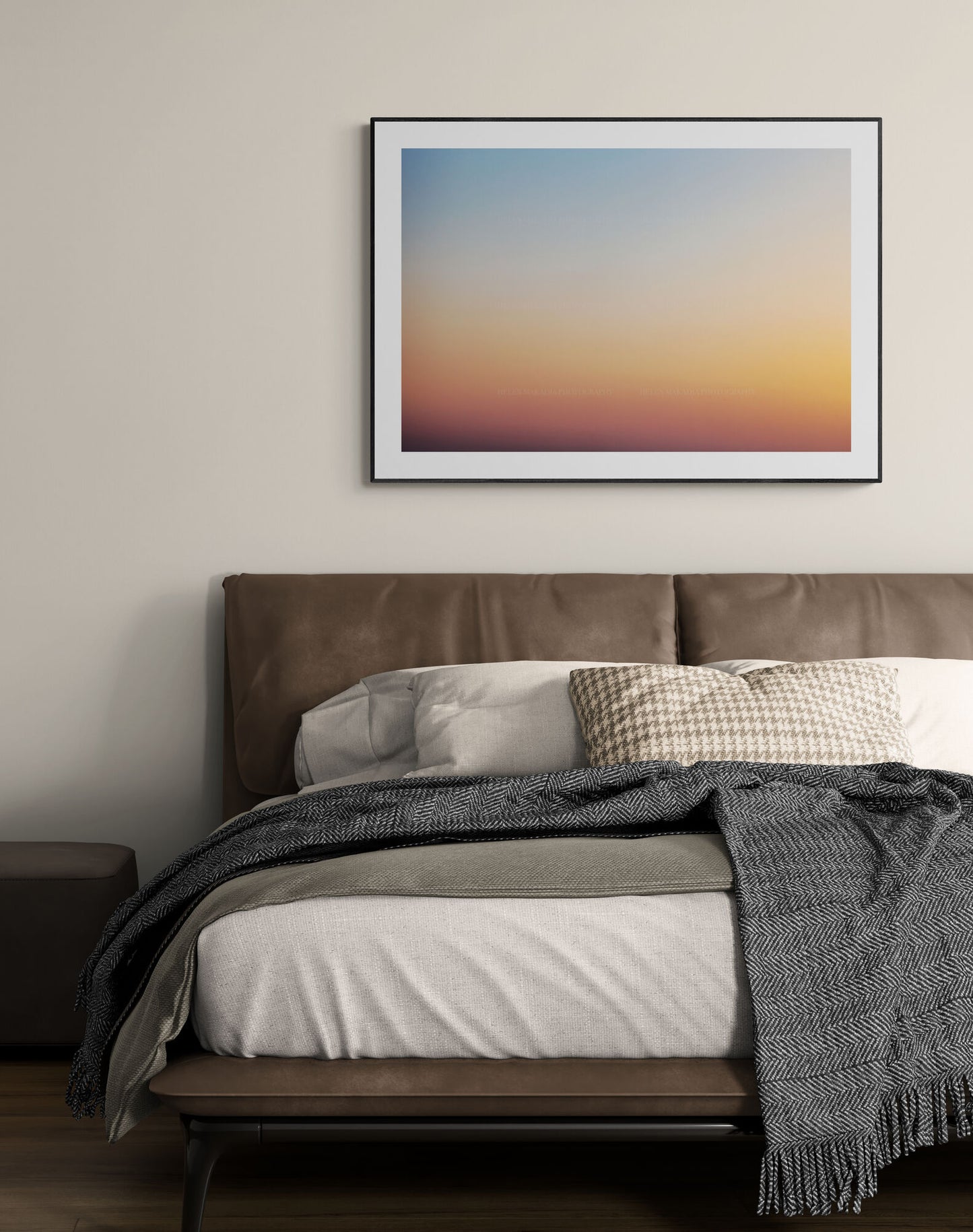 Abstract gradient sunset sky photograph as bedroom
 wall art