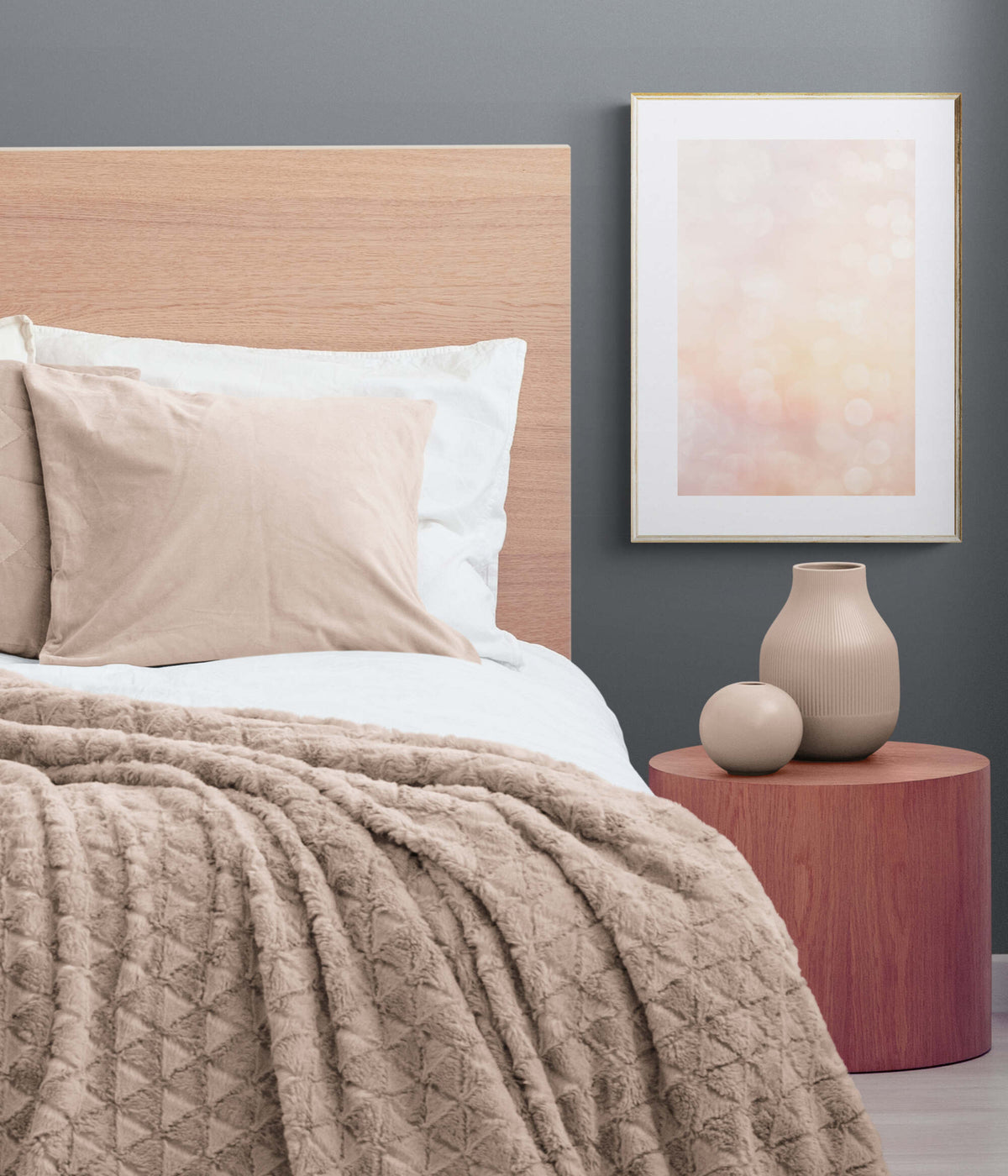 Abstract pastel bokeh as bedroom wall art