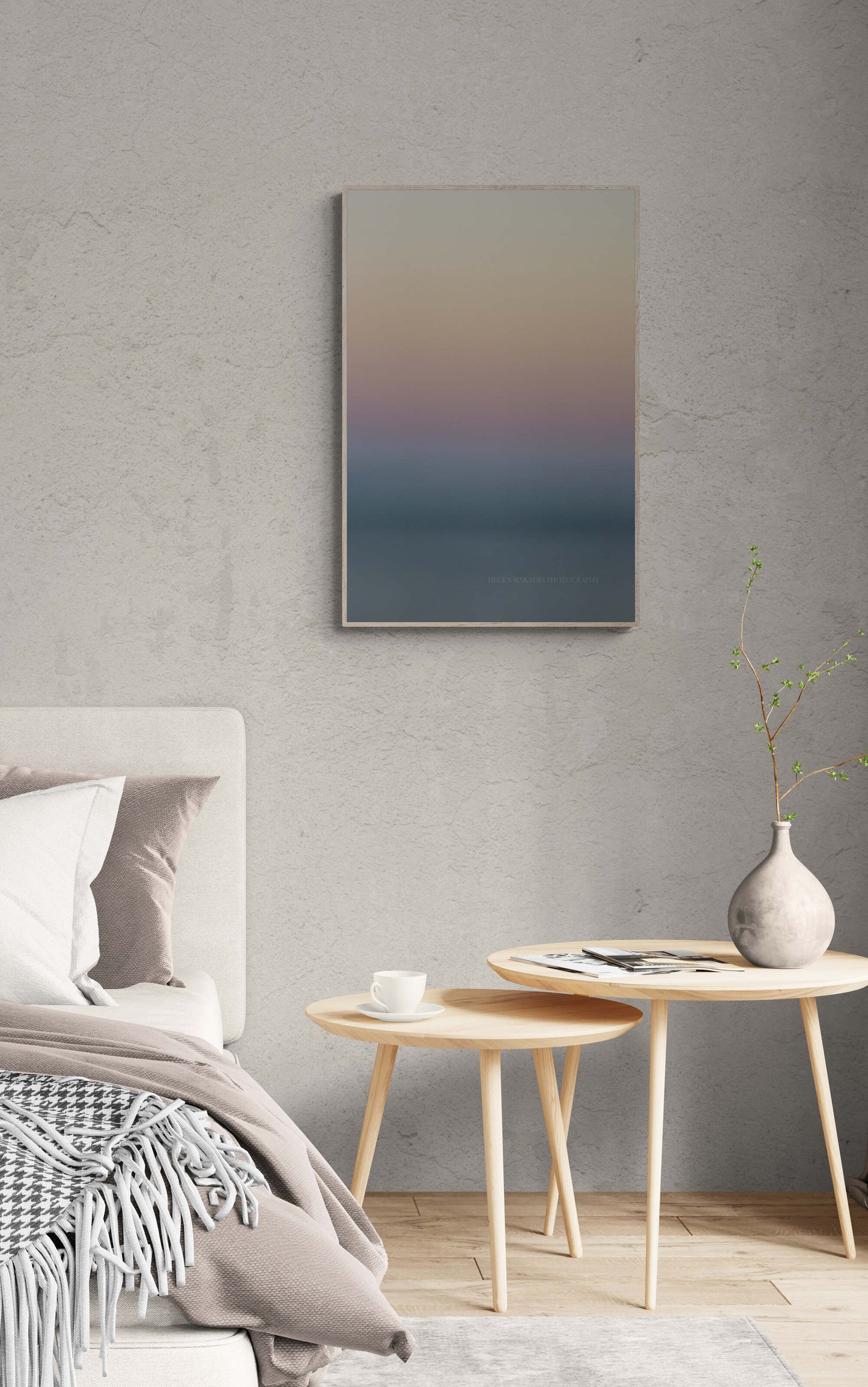 Abstract sunset gradient photograph of cool colors as bedroom wall art
