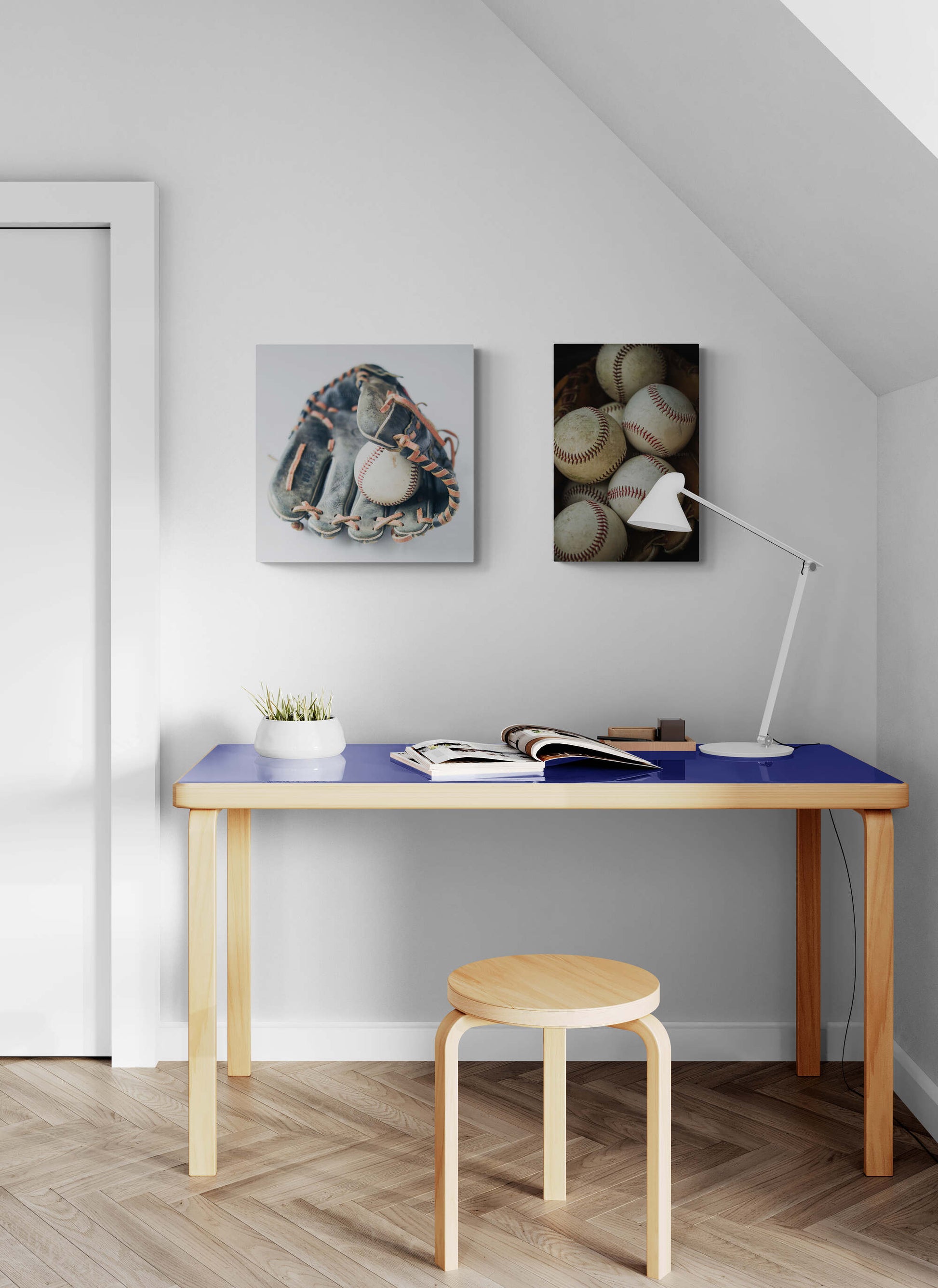 Baseball Glove and baseballs photograph in a home office