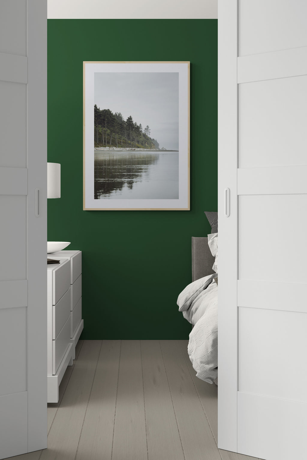 Beaches of Washington State Olympic National Park as photograph wall art in a bedroom 