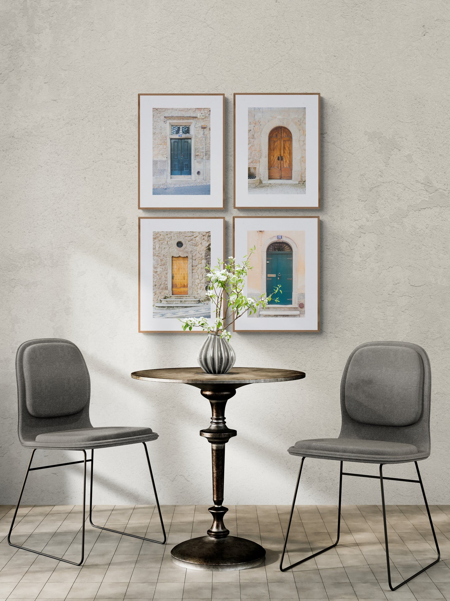 Set of 4 Door Photographs of Sintra Portugal shown in a dining room as wall art