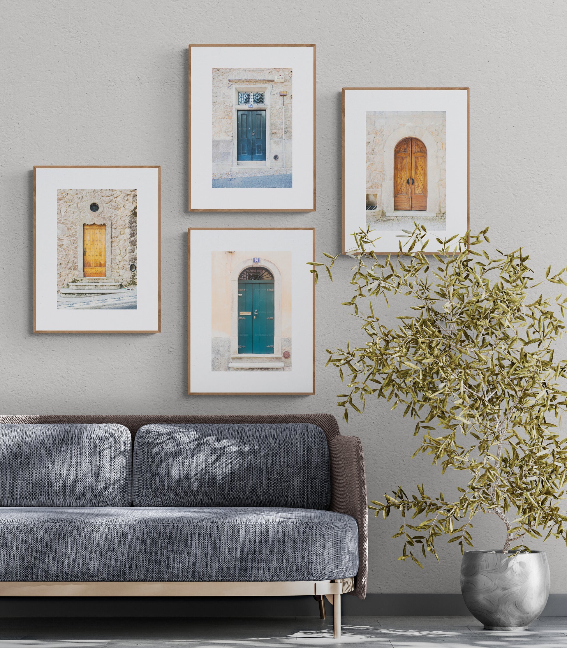 Set of 4 Door Photographs of Sintra Portugal shown in a living room as wall art