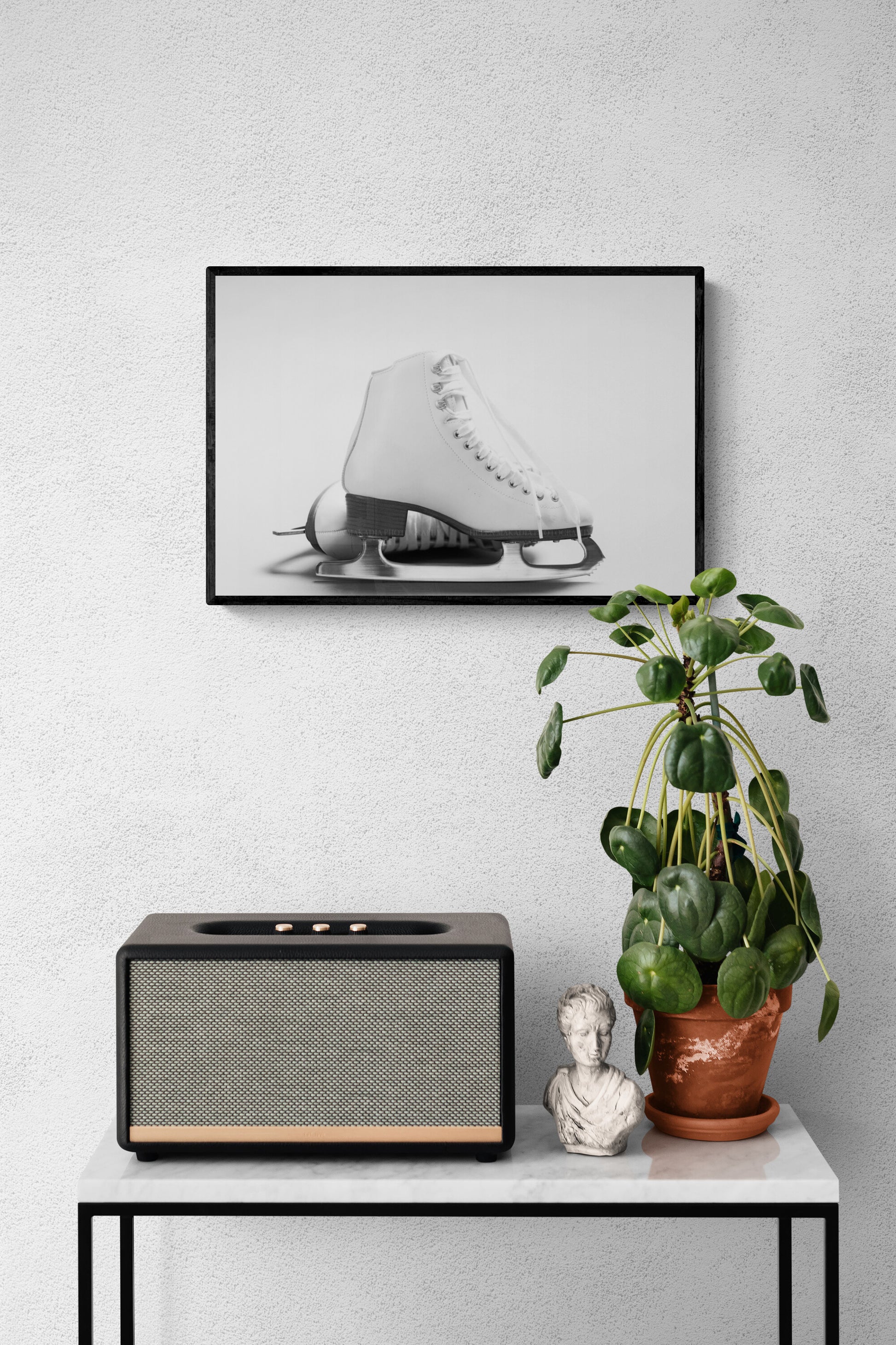 A photograph of white figure stajes as wall  home decor