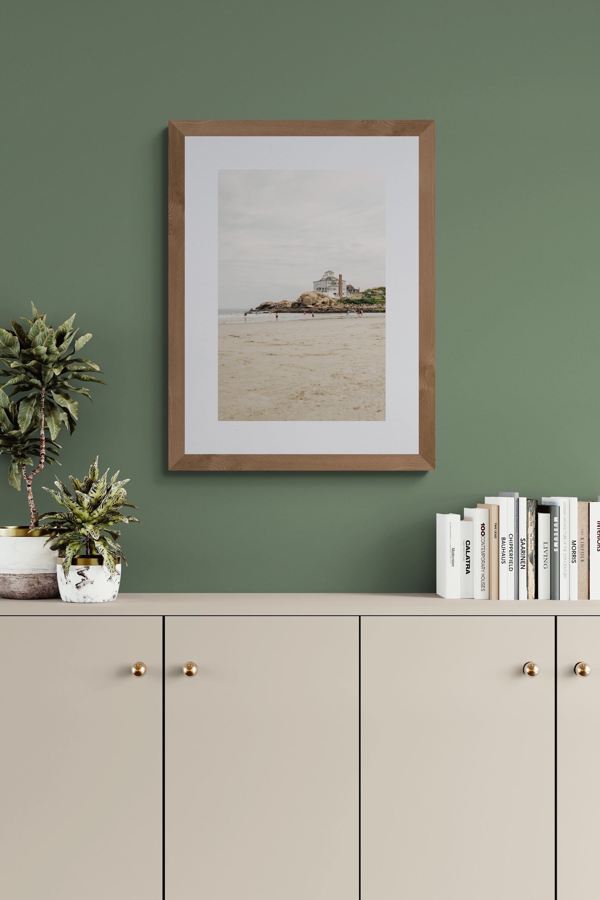 Good Harbon Beach photograph print in a living room as wall art