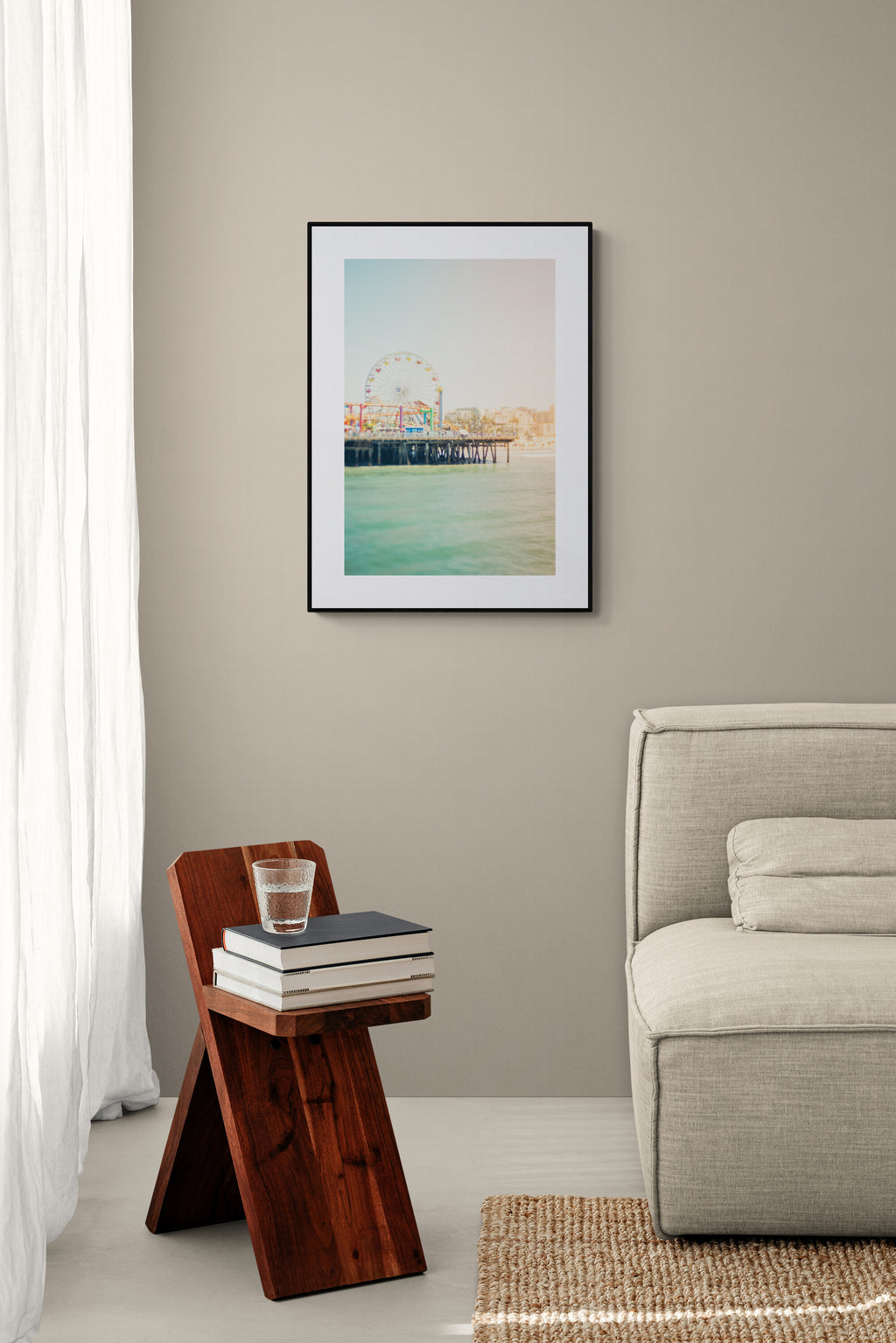 Photograph of Santa Monica Pier as living room wall art.