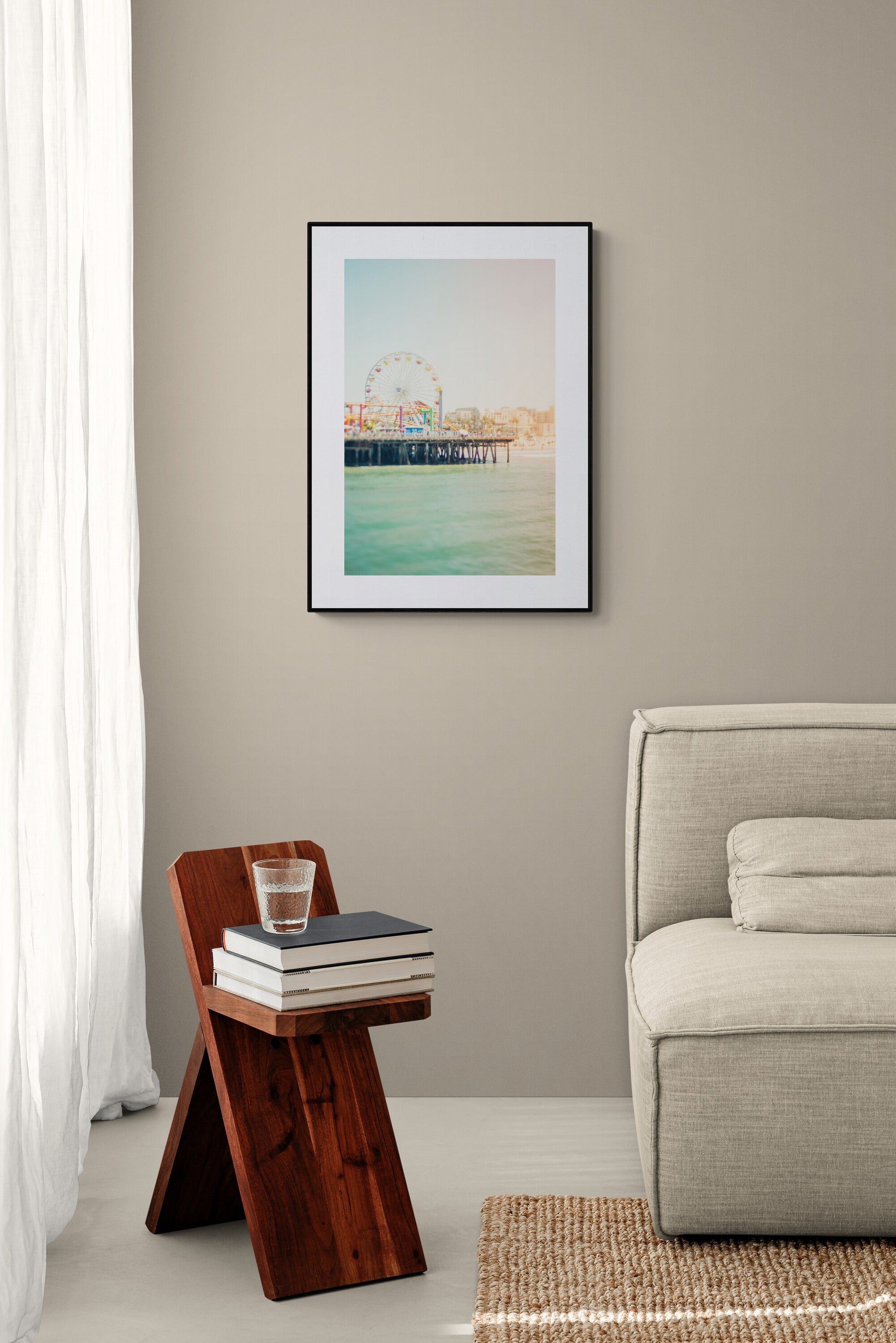Photograph of Santa Monica Pier as living room wall art.